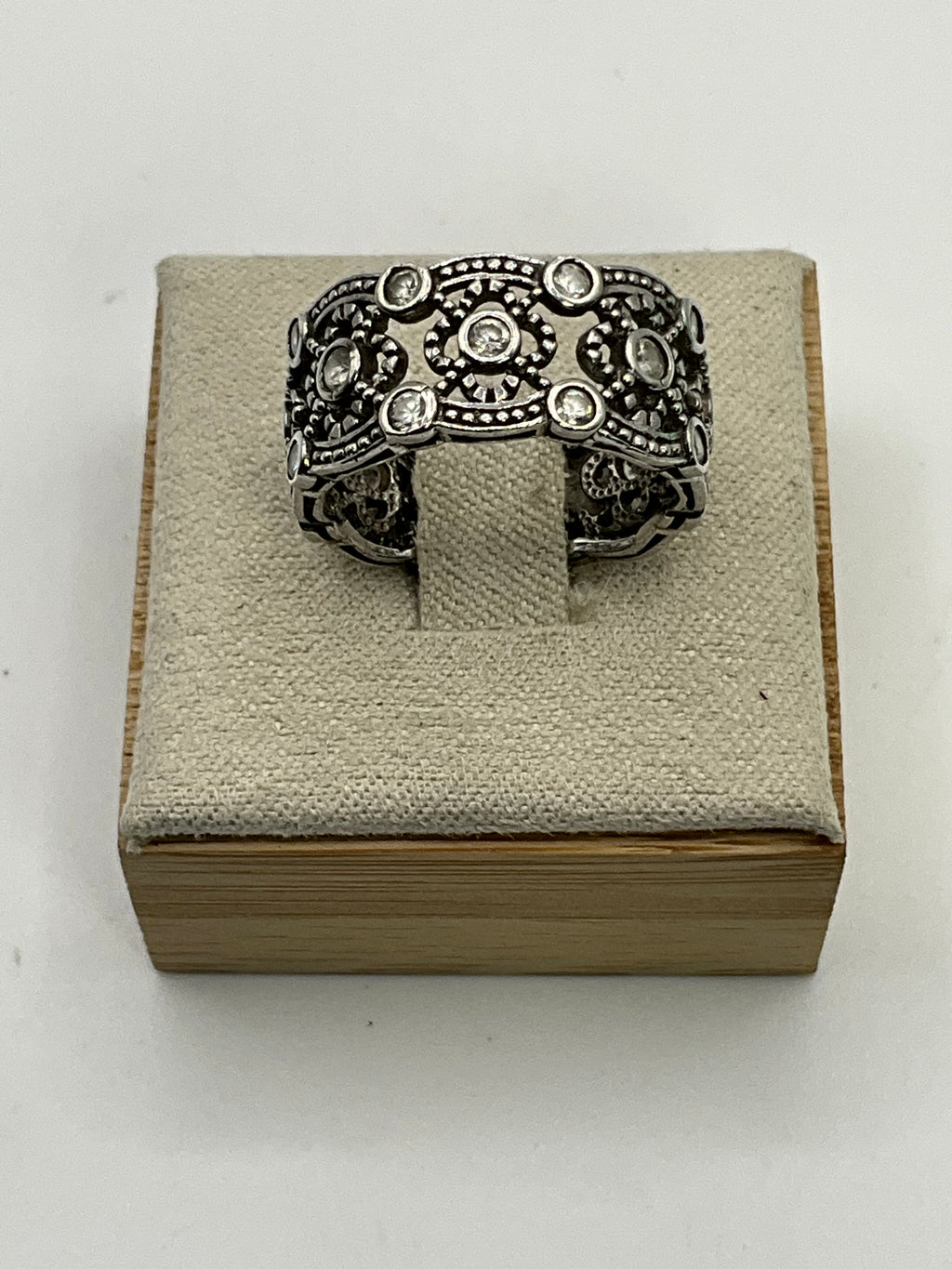 Cocktail Ring CZ Stacker Band Ring - Estate Sale (Great Condition)