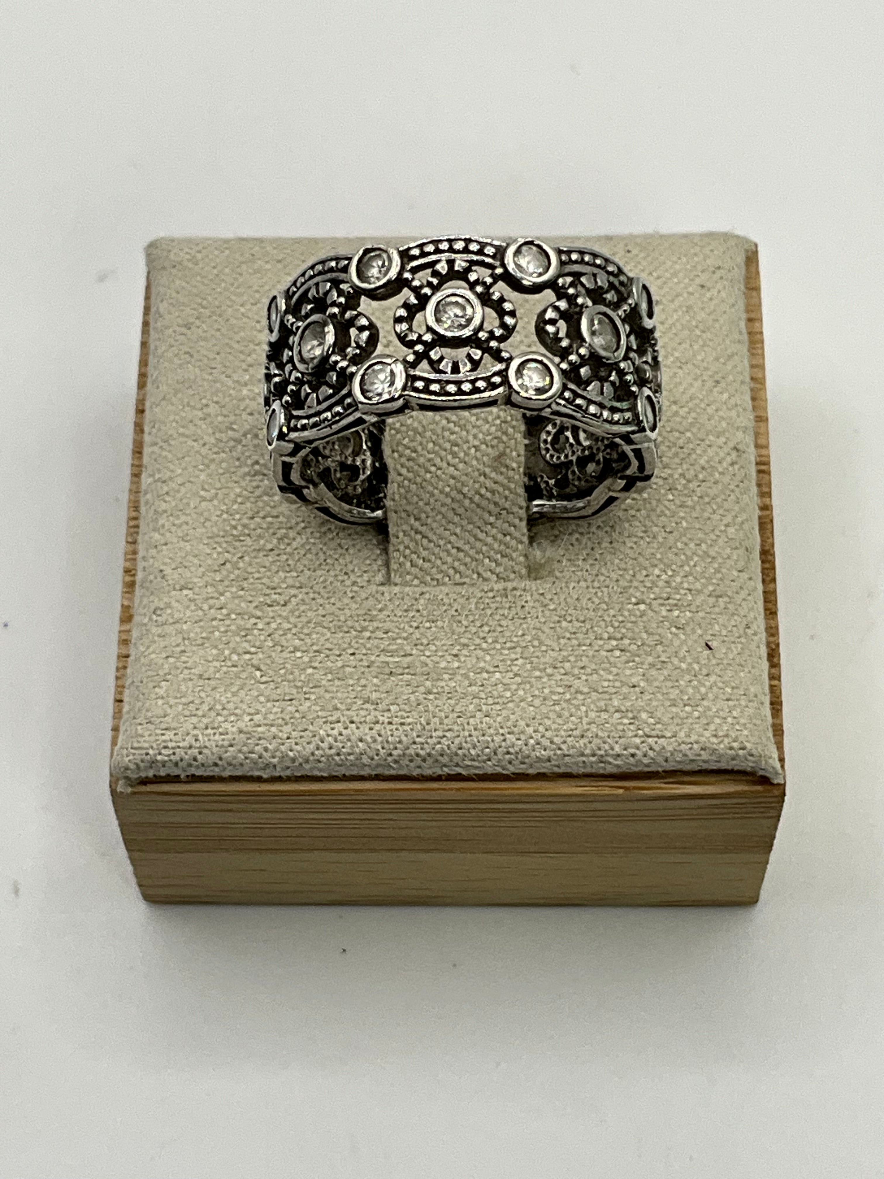 Cocktail Ring CZ Stacker Band Ring - Estate Sale (Great Condition)