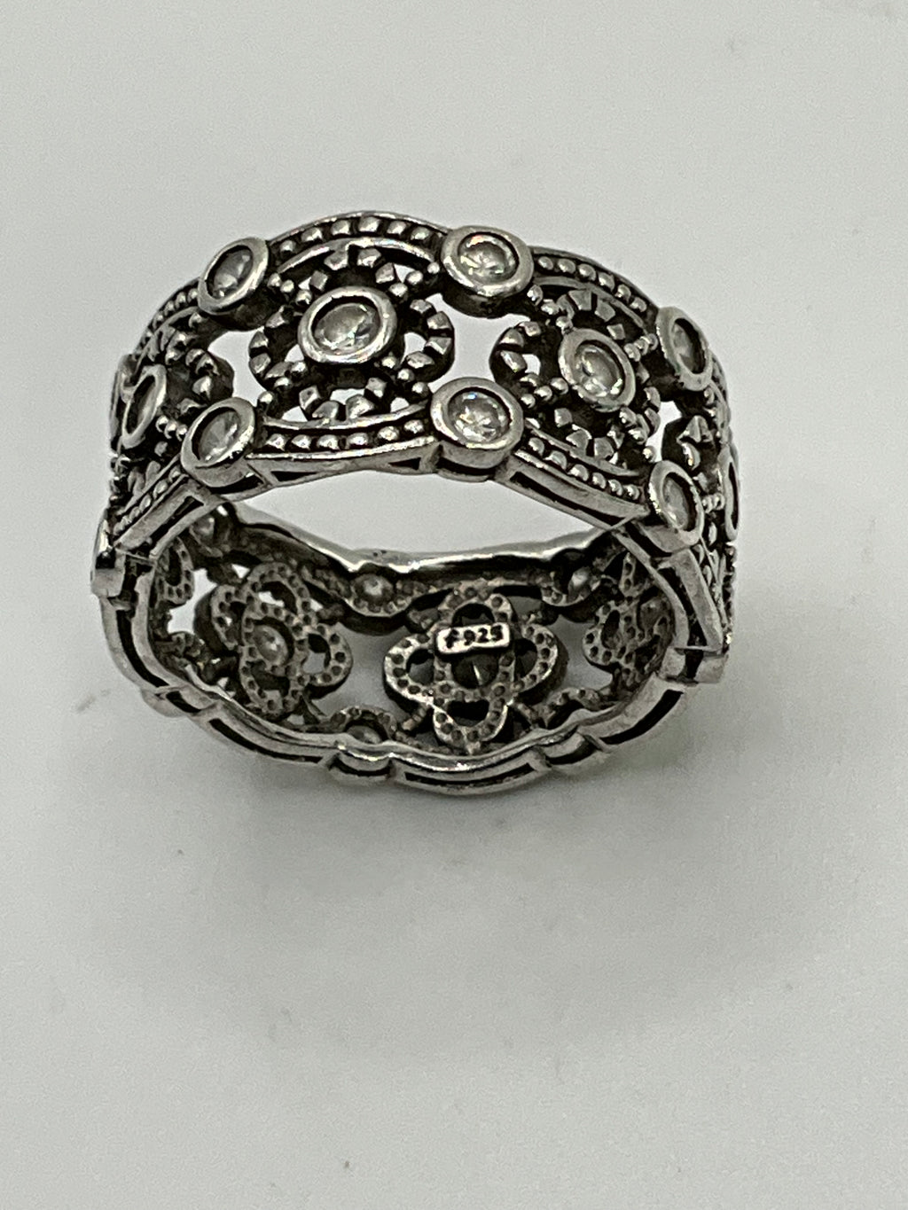 Cocktail Ring CZ Stacker Band Ring - Estate Sale (Great Condition)