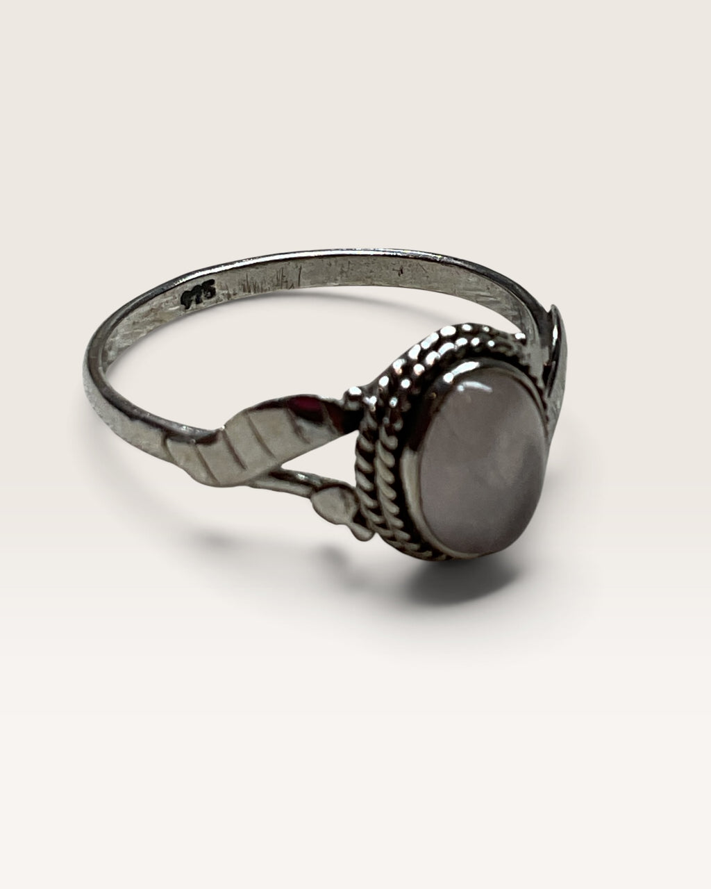 Sterling Silver Natural Rose Quartz Gemstone Ring