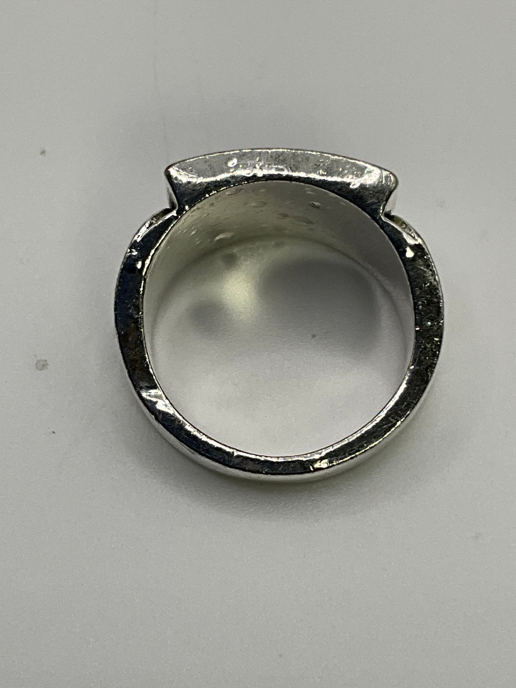 Vintage 925 Sterling Silver Blue Enamel Inlay Signet Ring - Estate Sale (Great Condition)