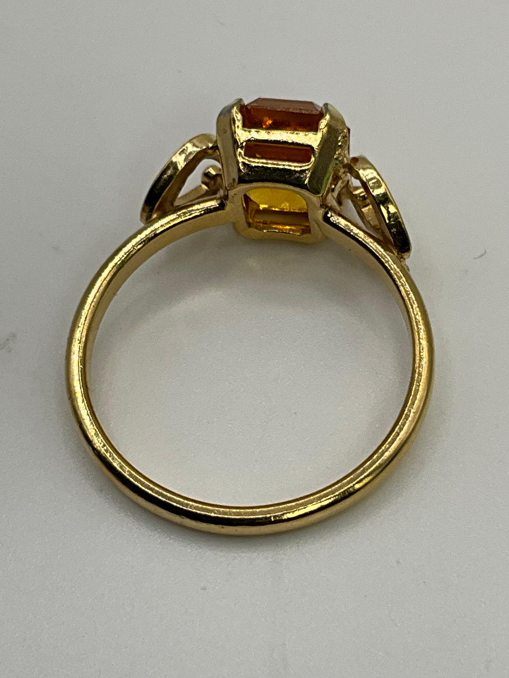 Vintage Amber Glow Statement Ring | Gold Tone Retro Design - Estate Sale (Great Condition)