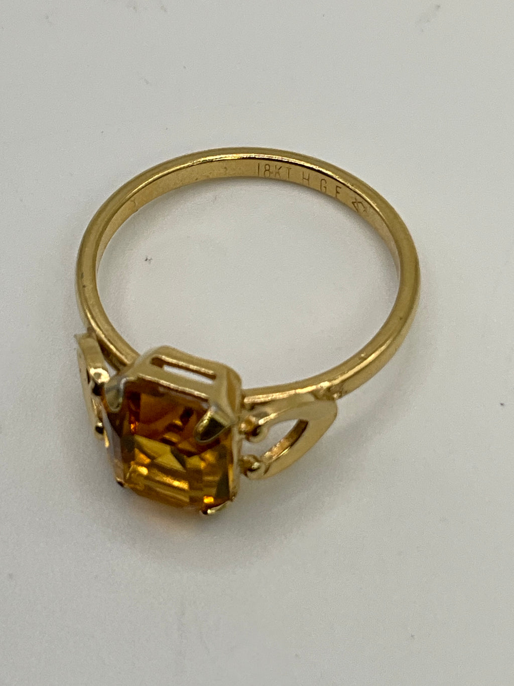 Vintage Amber Glow Statement Ring | Gold Tone Retro Design - Estate Sale (Great Condition)