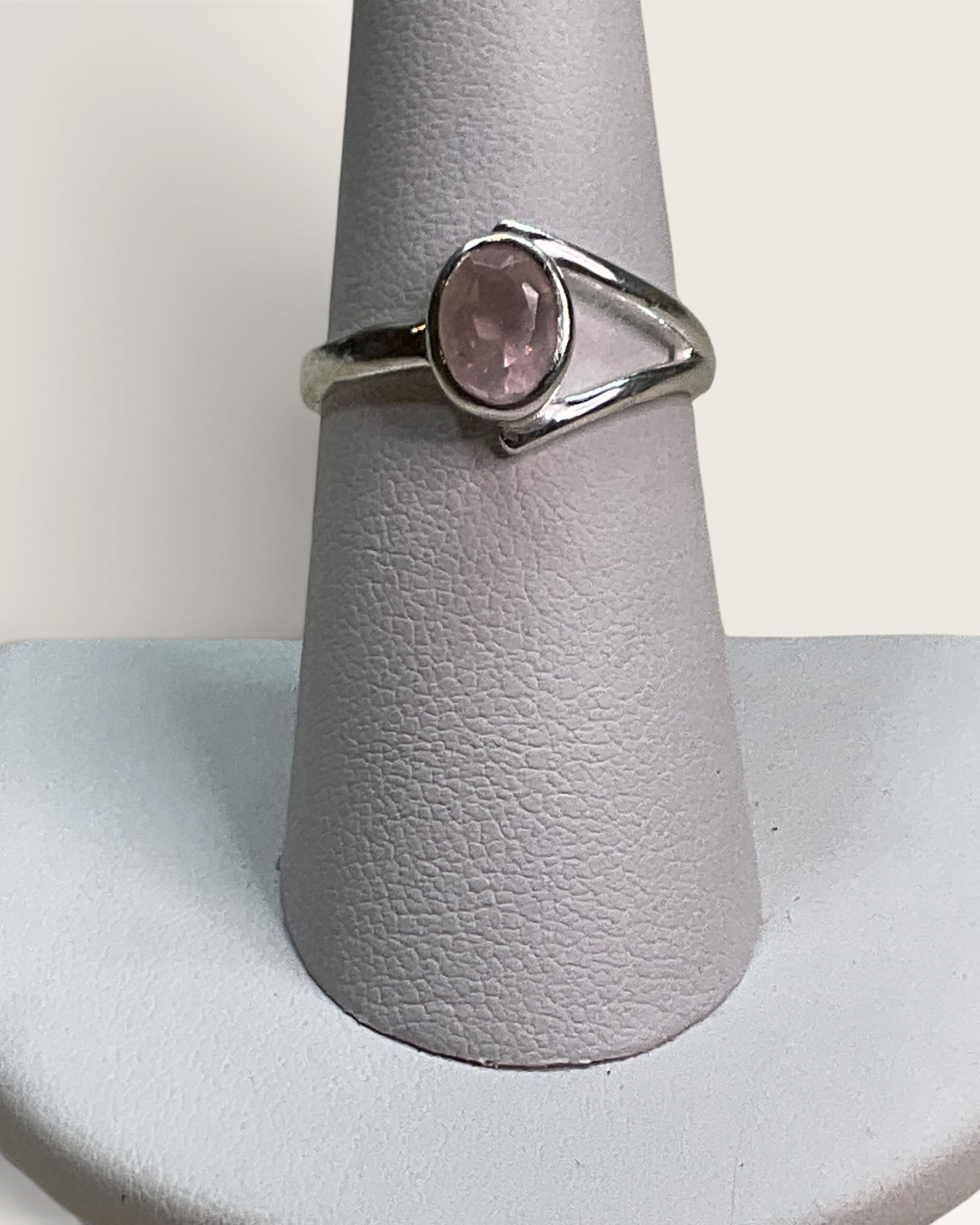 Sterling Silver Natural Rose Quartz Gemstone Ring