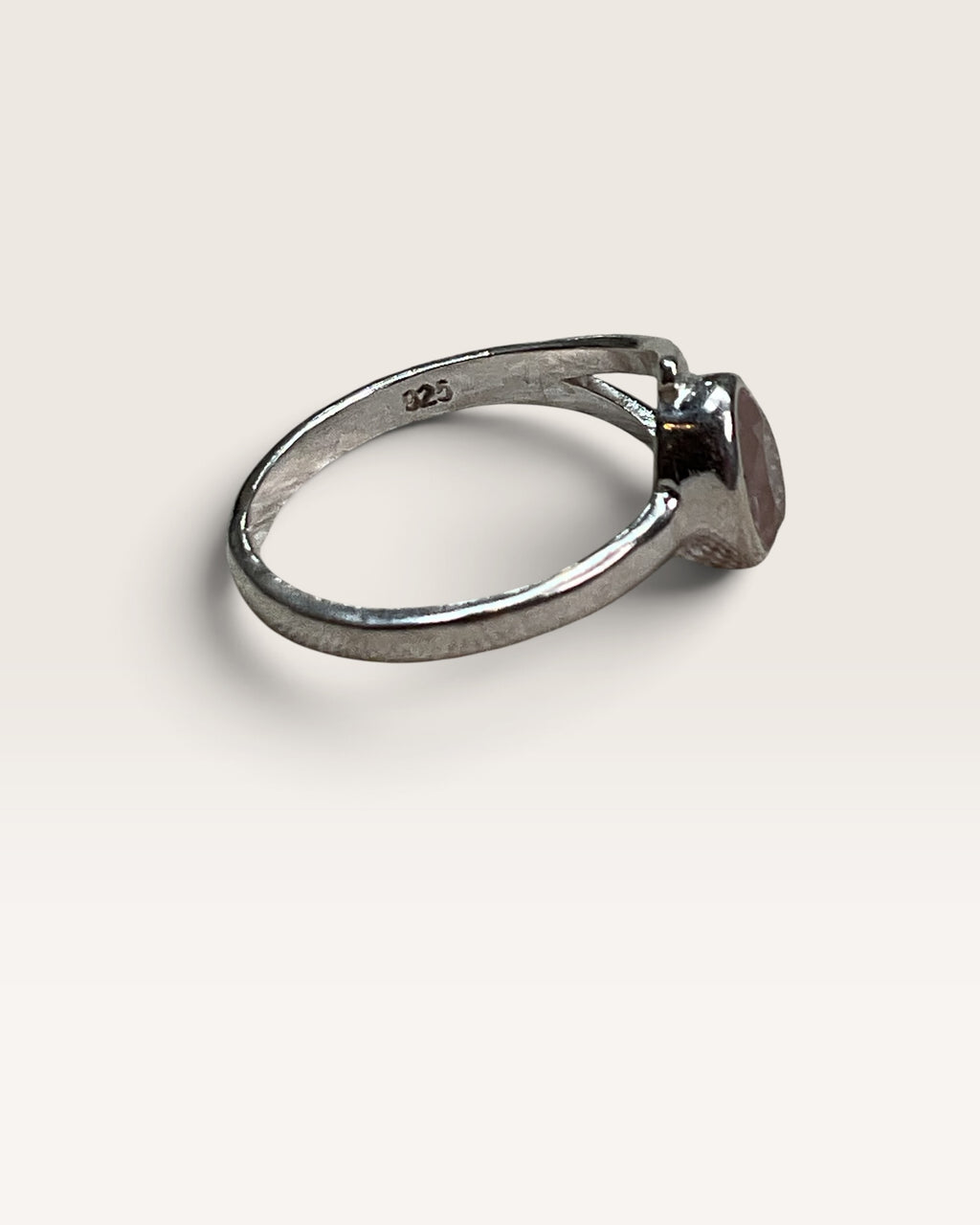 Sterling Silver Natural Rose Quartz Gemstone Ring