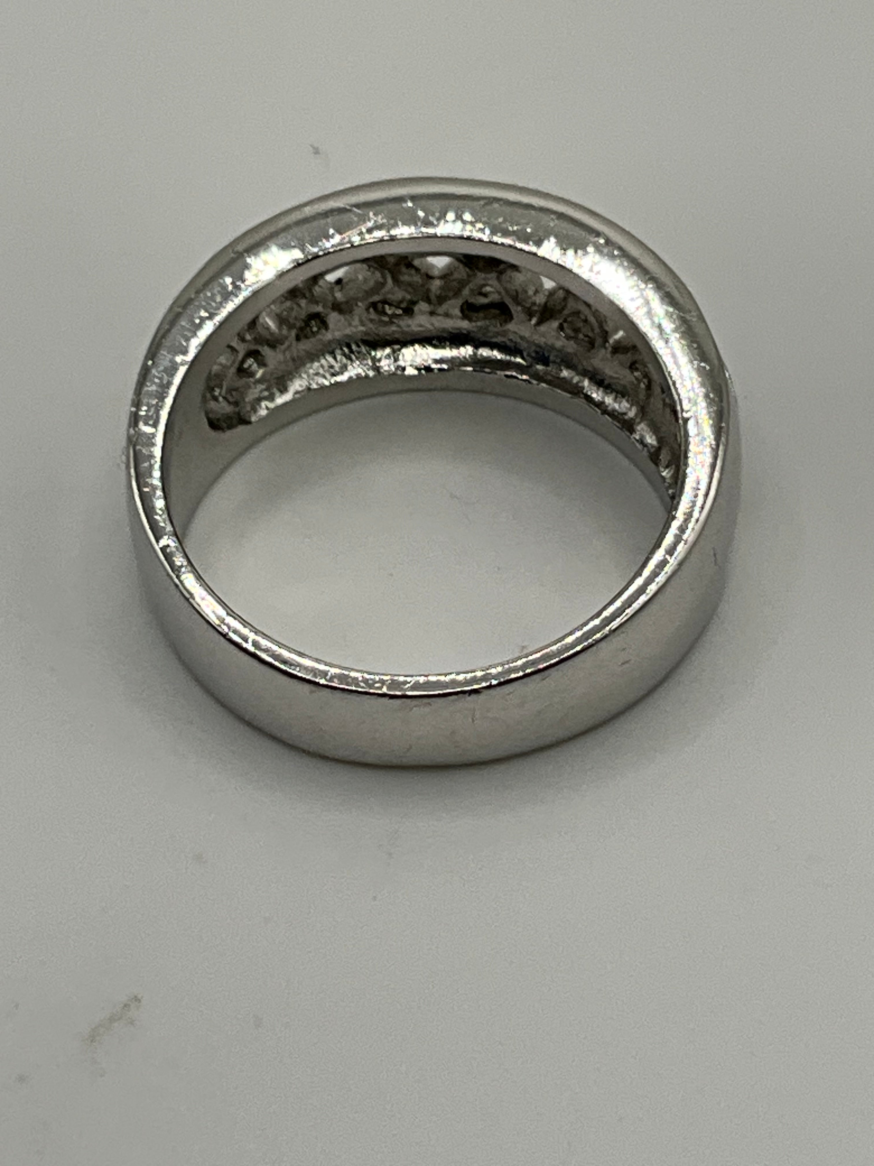 Wide Band Pavé Ring | Crisscross Lattice Center with High-Sparkle CZ - Estate Sale (Great Condition)
