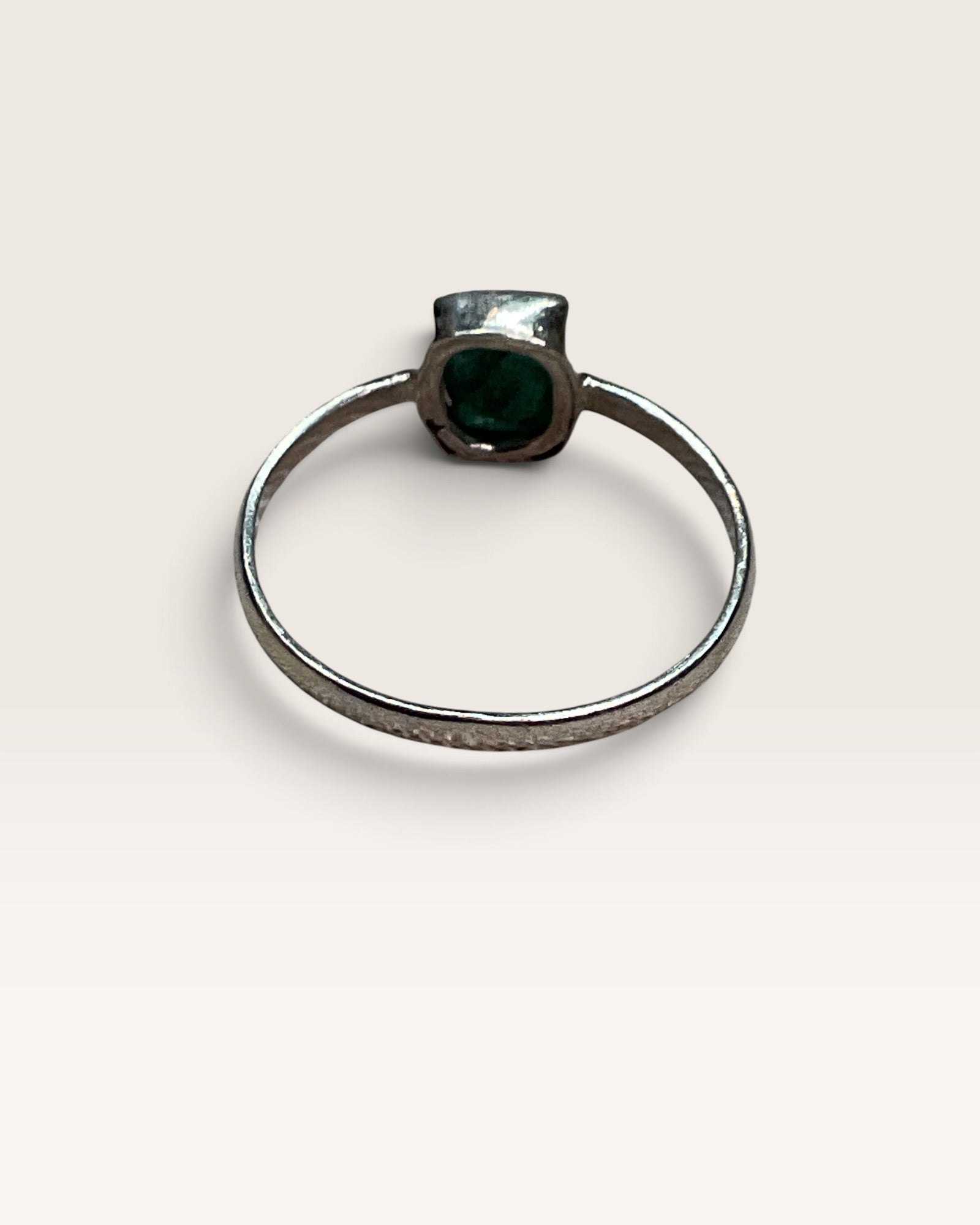 Sterling Silver Natural Green Emerald Gemstone Ring
