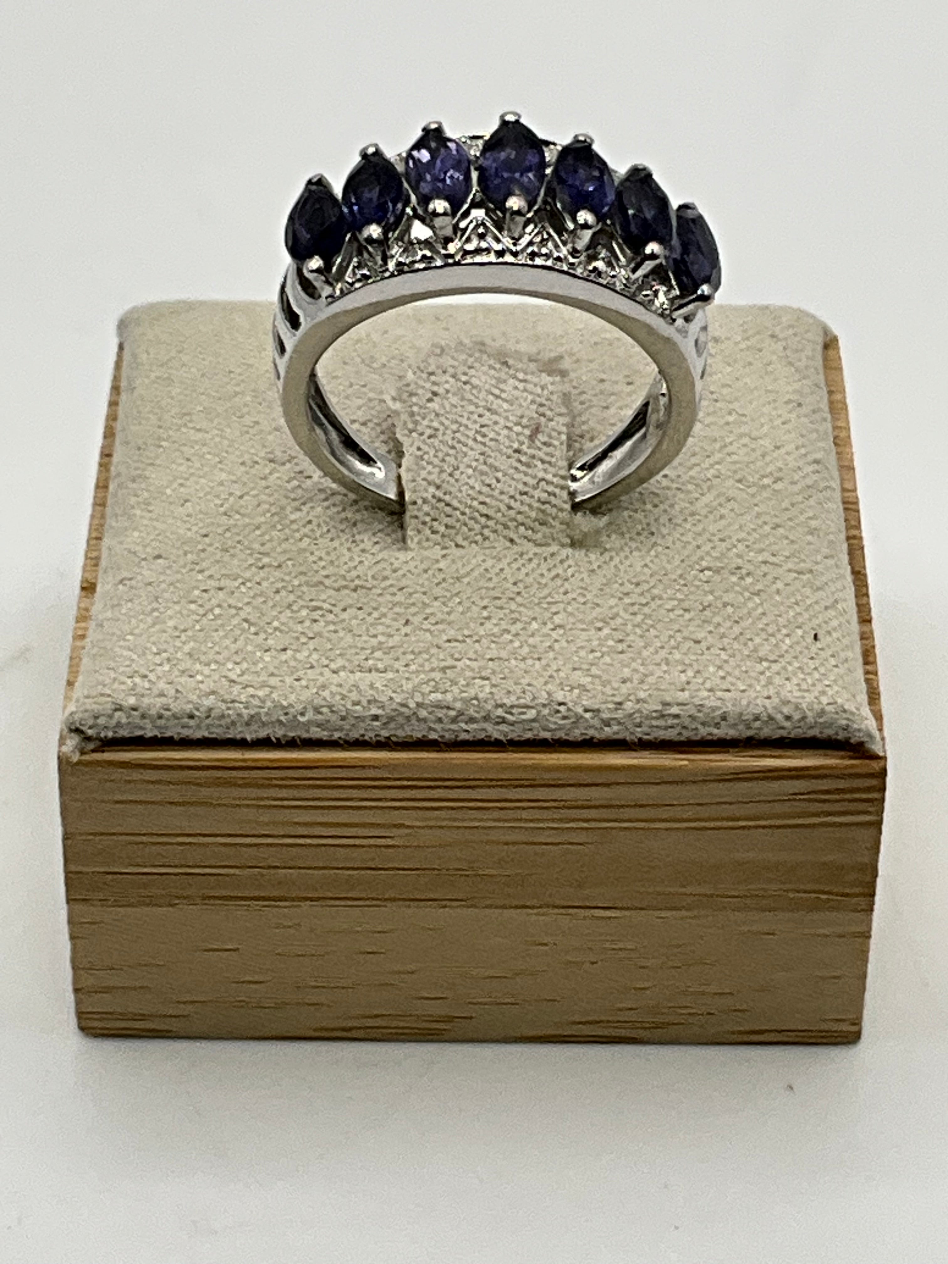 Karis 925 Sterling Silver Ring | Marquise Cut Tanzanite Gemstone Band - Estate Sale (Great Condition)