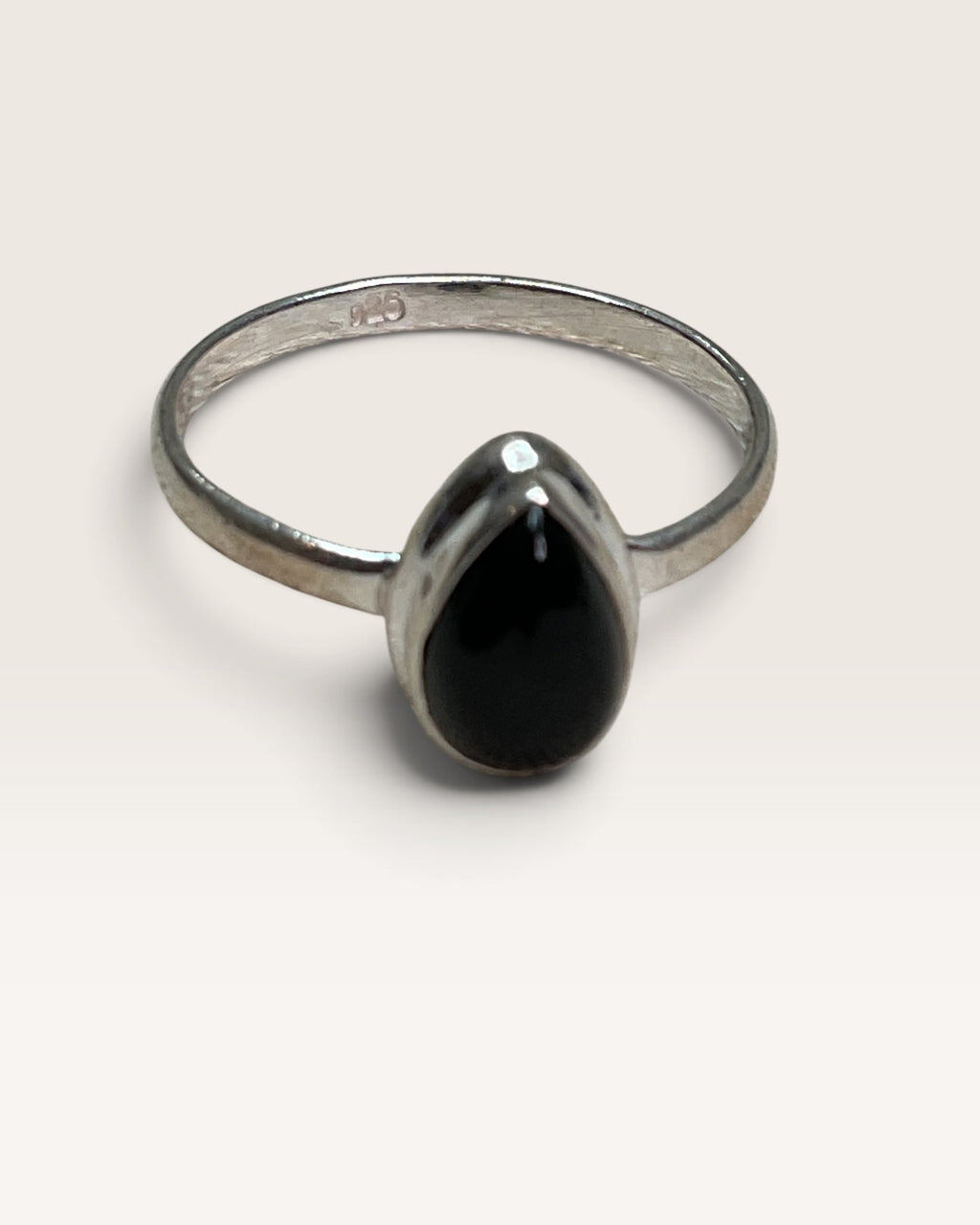 Sterling Silver Natural Black Onyx Gemstone Ring