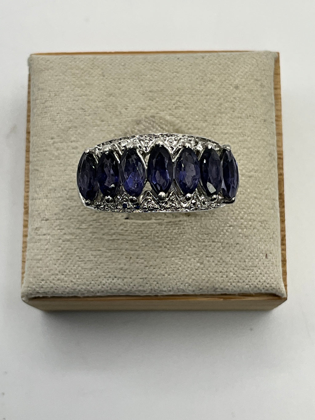 Karis 925 Sterling Silver Ring | Marquise Cut Tanzanite Gemstone Band - Estate Sale (Great Condition)
