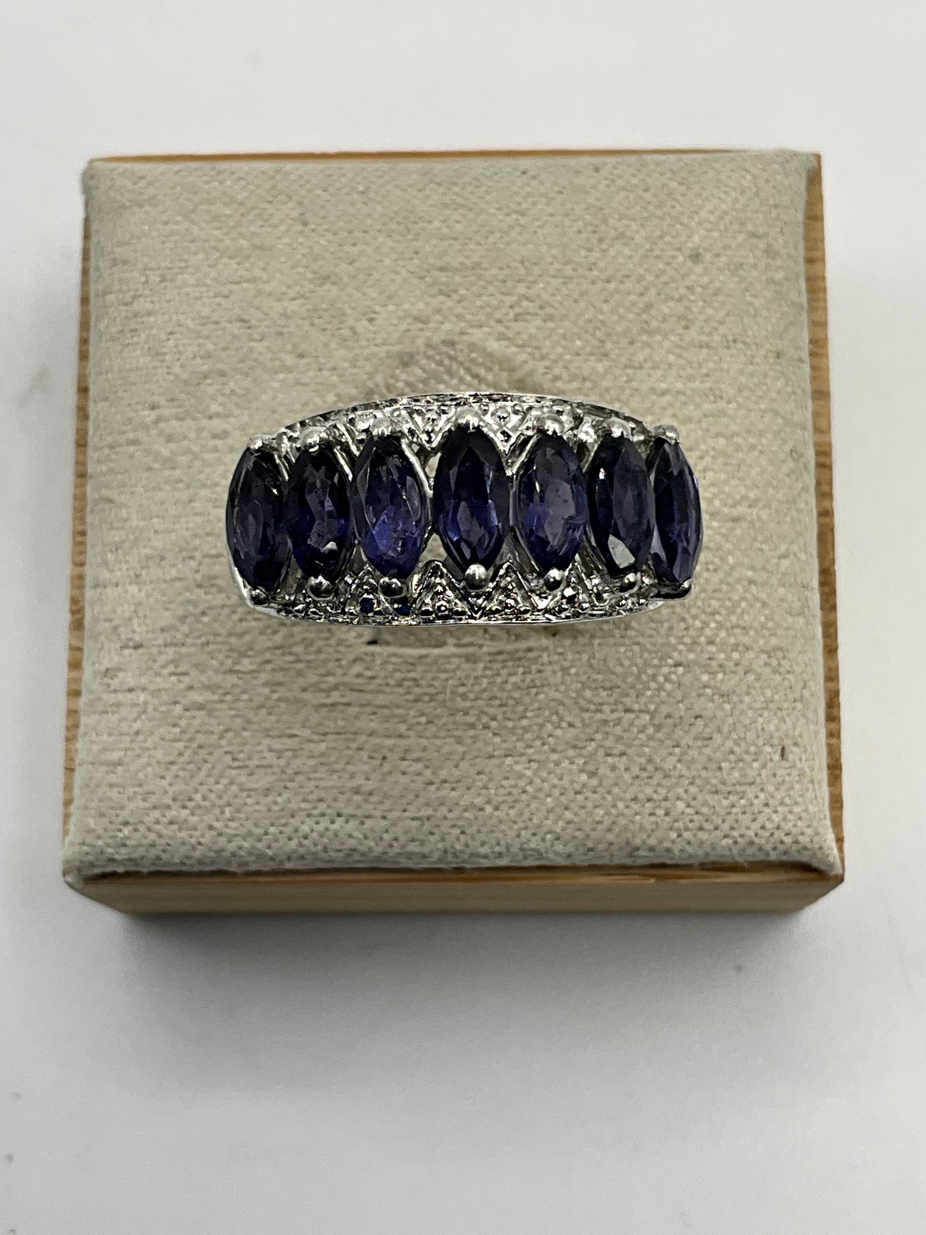 Karis 925 Sterling Silver Ring | Marquise Cut Tanzanite Gemstone Band - Estate Sale (Great Condition)