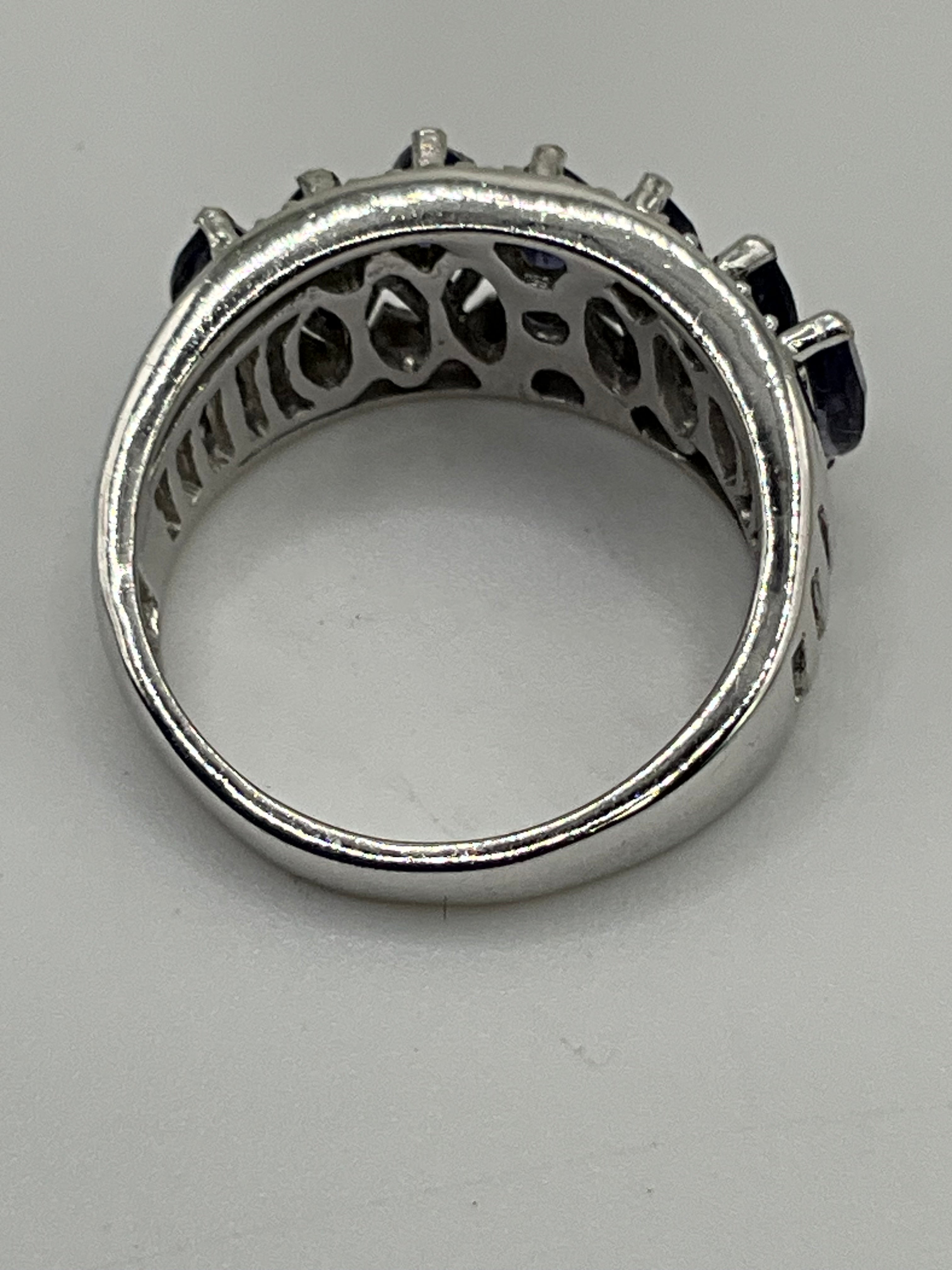 Karis 925 Sterling Silver Ring | Marquise Cut Tanzanite Gemstone Band - Estate Sale (Great Condition)