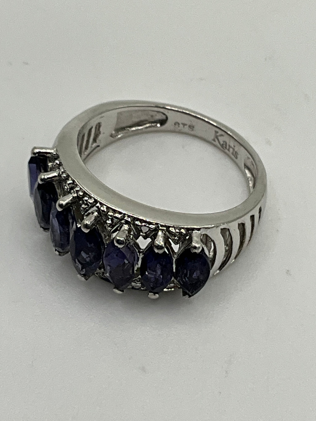 Karis 925 Sterling Silver Ring | Marquise Cut Tanzanite Gemstone Band - Estate Sale (Great Condition)