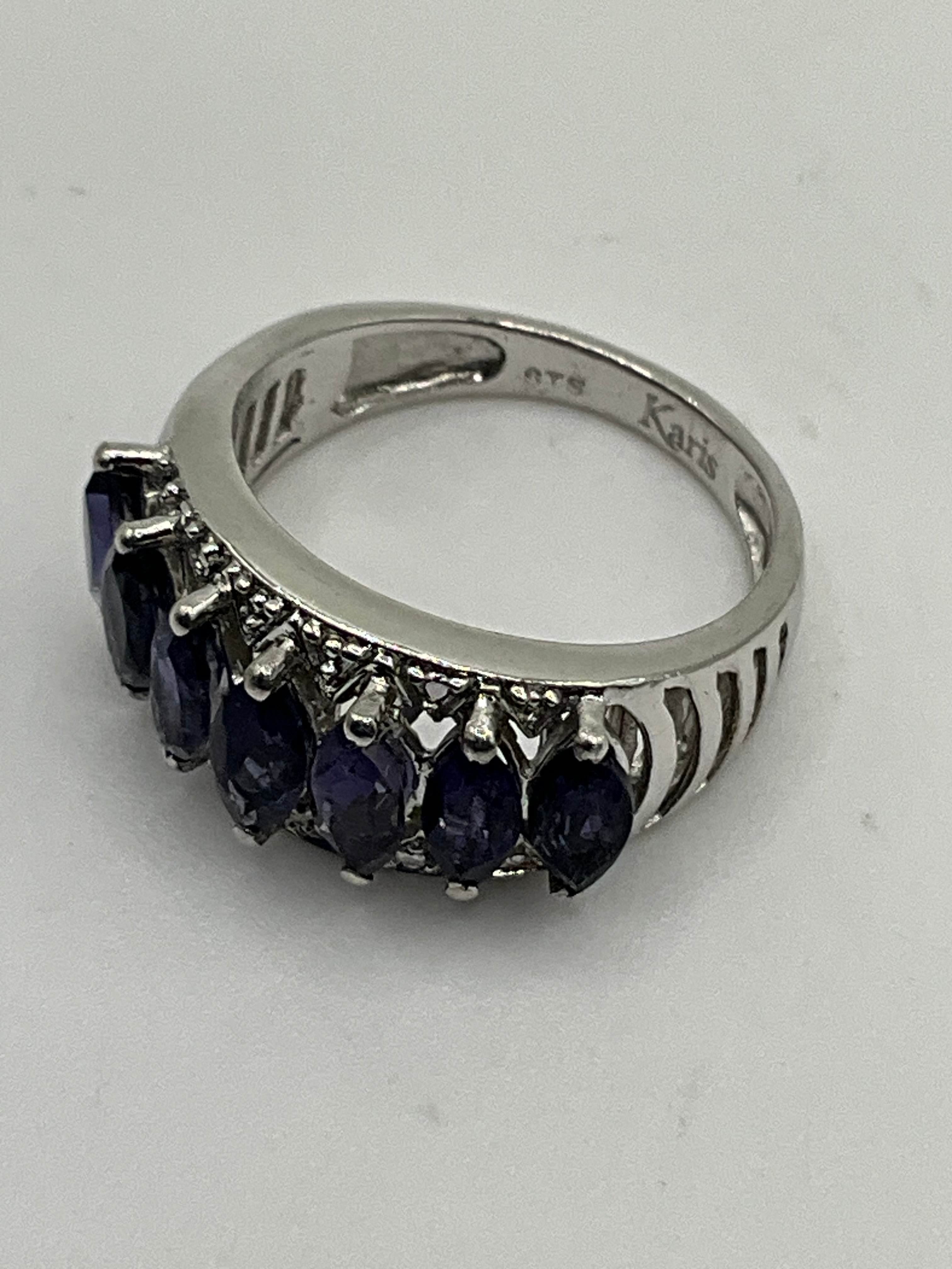 Karis 925 Sterling Silver Ring | Marquise Cut Tanzanite Gemstone Band - Estate Sale (Great Condition)