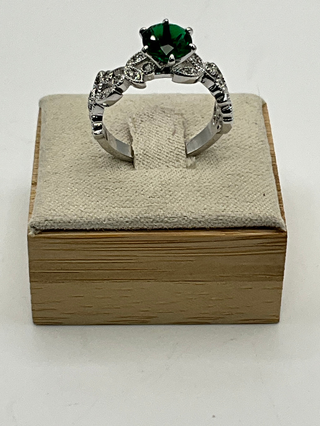 Vintage Lab Emerald Engagement Ring - Pre-Loved