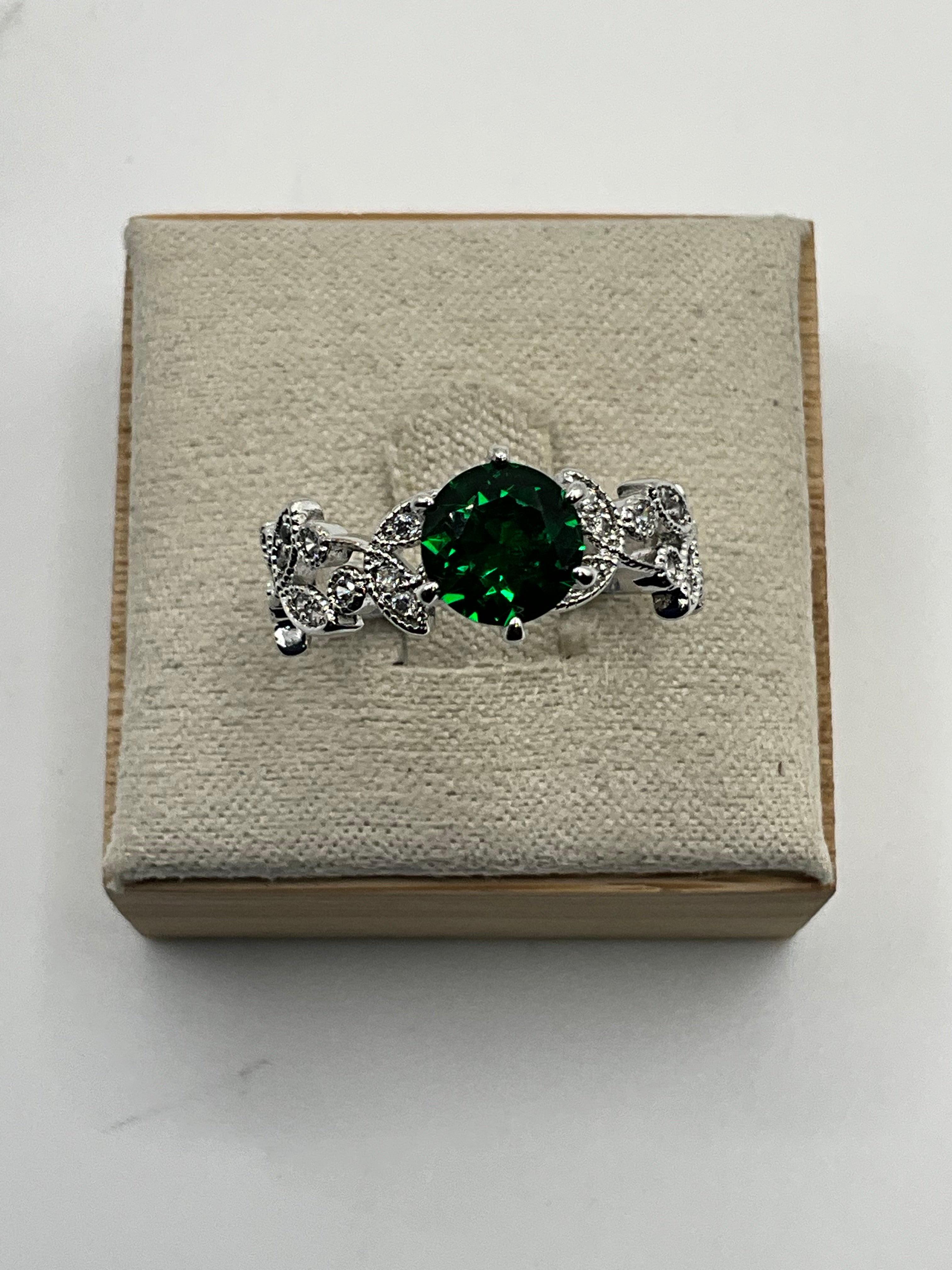 Vintage Lab Emerald Engagement Ring - Pre-Loved