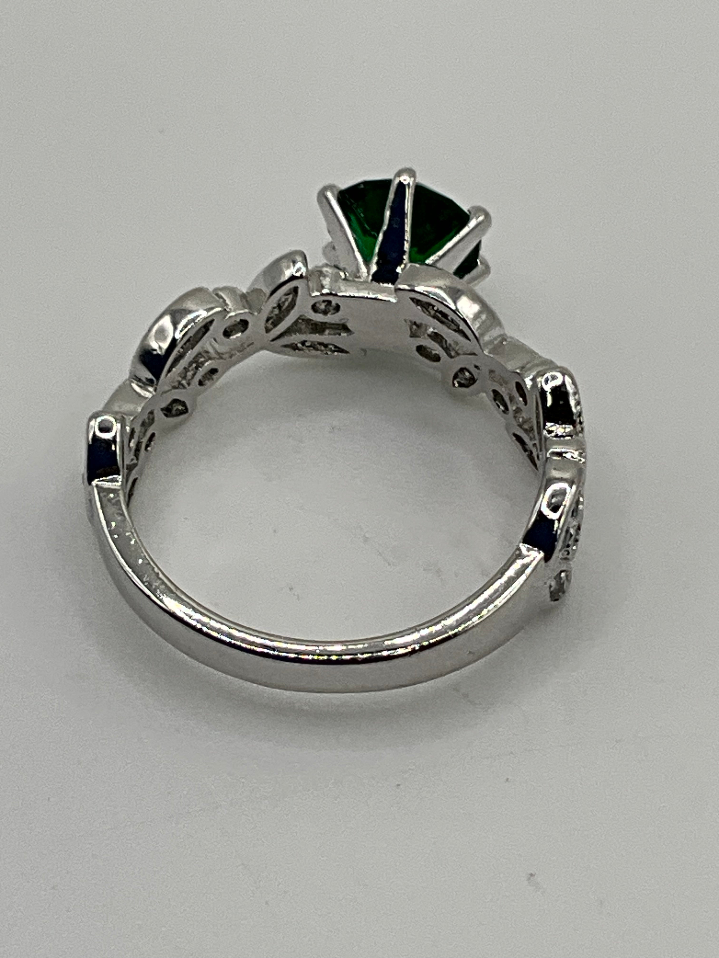 Vintage Lab Emerald Engagement Ring - Pre-Loved