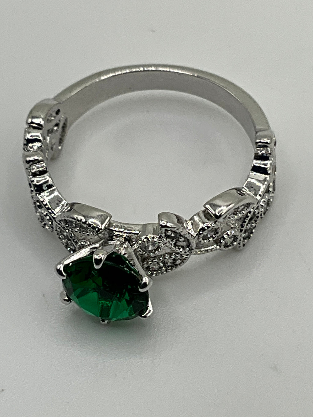 Vintage Lab Emerald Engagement Ring - Pre-Loved