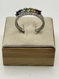 Rainbow CZ Eternity Band Ring | Multi-Color Crystal Silver Tone - Estate Sale (Great Condition)