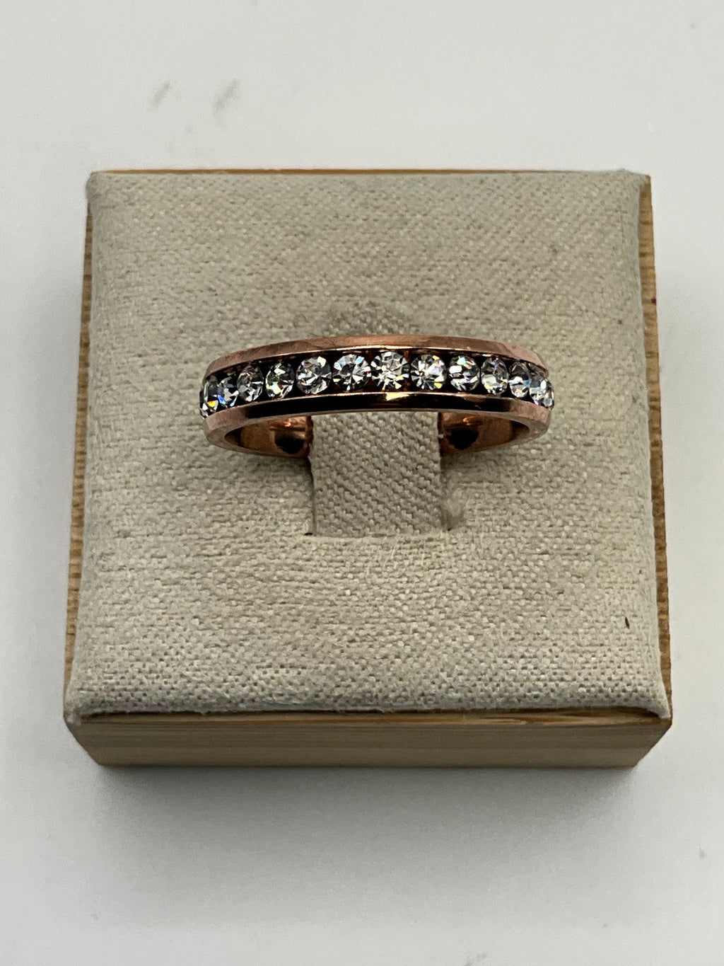 Rainbow CZ Eternity Band Ring | Multi-Color Crystal Silver Tone - Estate Sale (Great Condition)