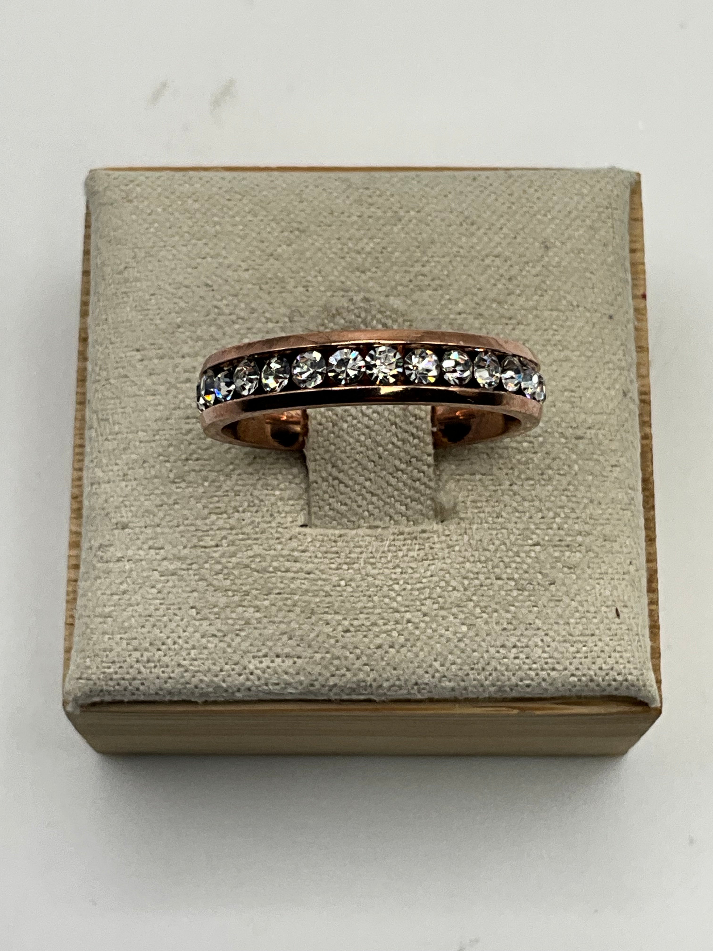 Rainbow CZ Eternity Band Ring | Multi-Color Crystal Silver Tone - Estate Sale (Great Condition)
