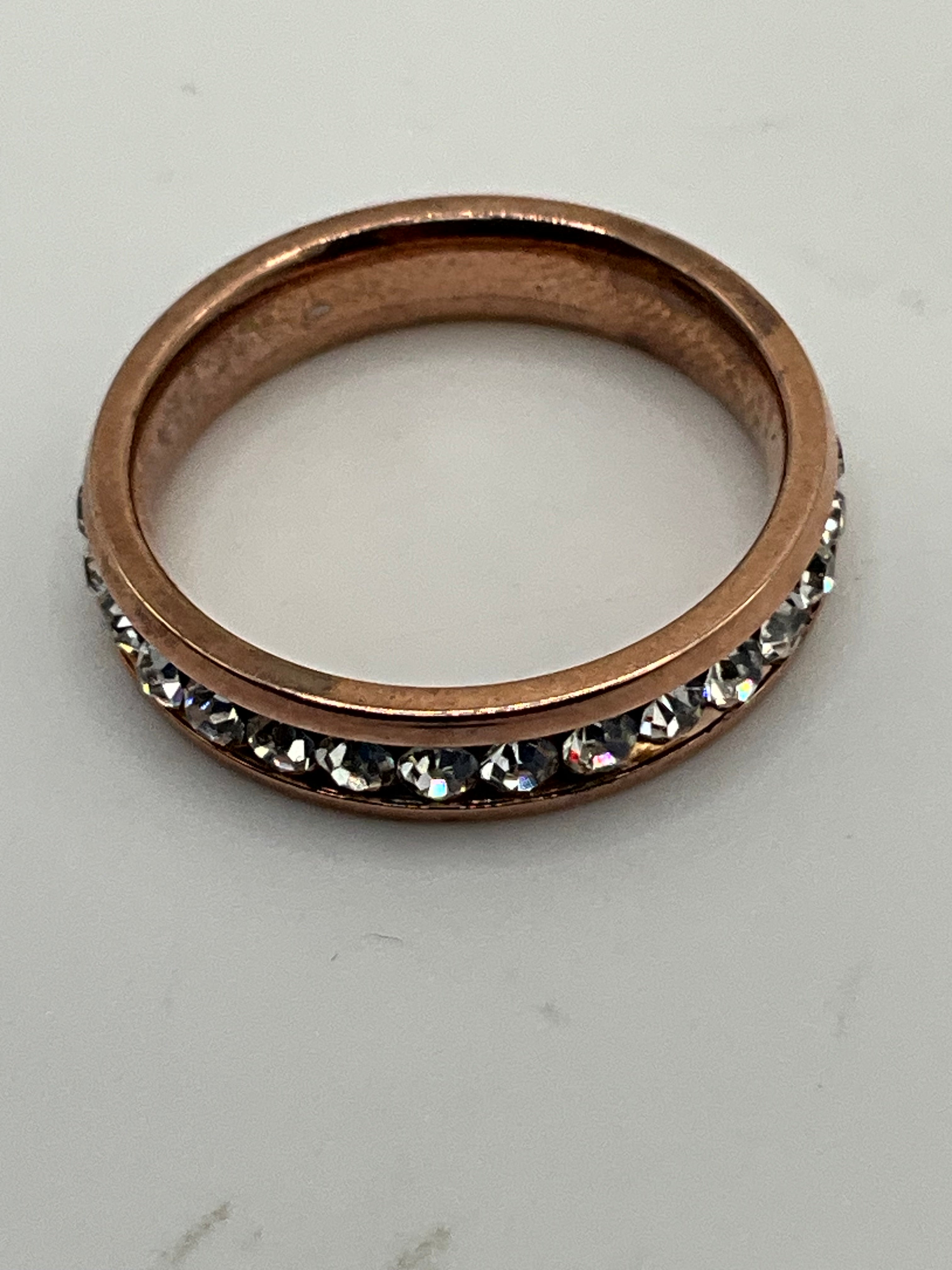 Rainbow CZ Eternity Band Ring | Multi-Color Crystal Silver Tone - Estate Sale (Great Condition)