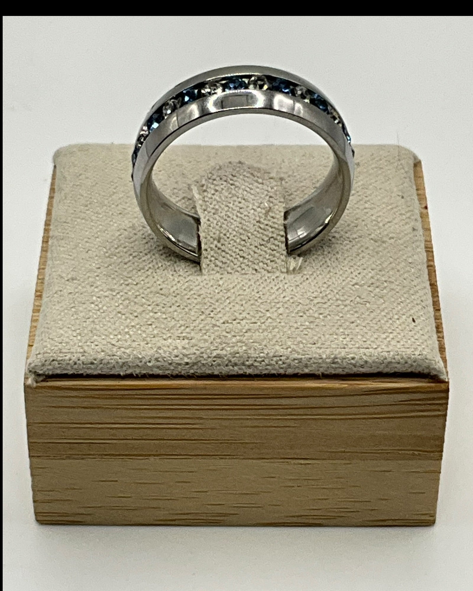 Sapphire-Tone Sparkle Band | Elegant Blue & CZ Stackable Ring - Estate Sale (Great Condition)
