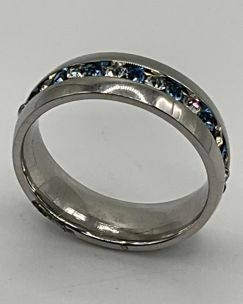 Sapphire-Tone Sparkle Band | Elegant Blue & CZ Stackable Ring - Estate Sale (Great Condition)
