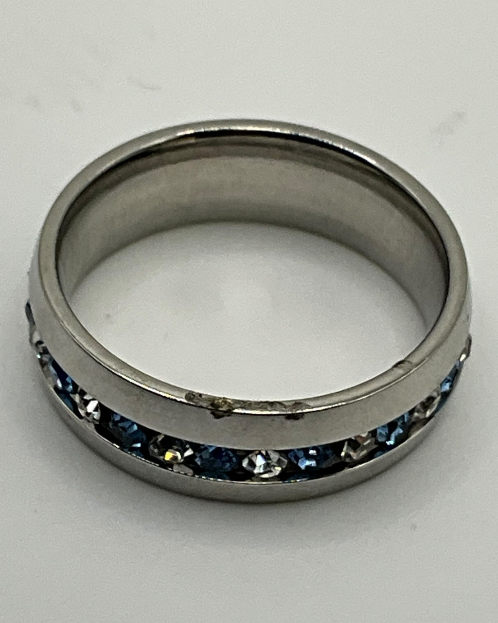 Sapphire-Tone Sparkle Band | Elegant Blue & CZ Stackable Ring - Estate Sale (Great Condition)