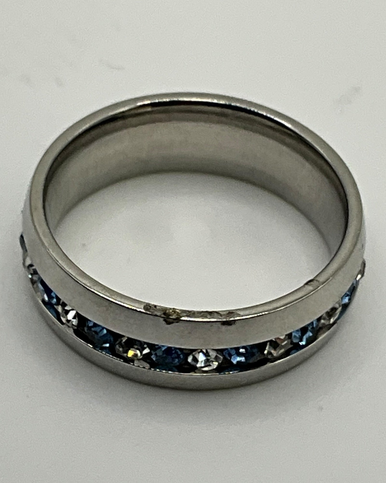 Sapphire-Tone Sparkle Band | Elegant Blue & CZ Stackable Ring - Estate Sale (Great Condition)