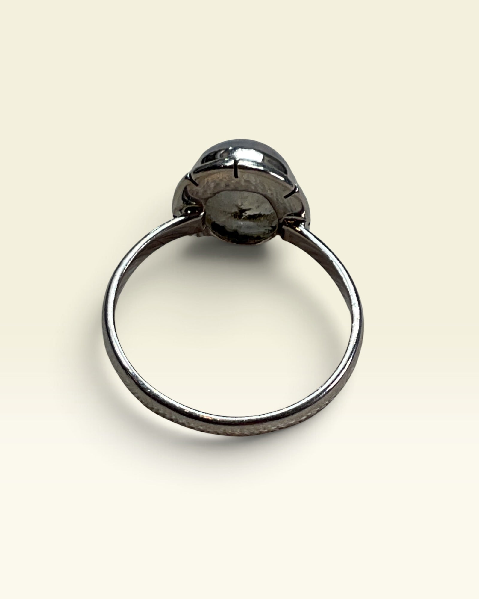 Sterling Silver Natural Rainbow Moonstone Gemstone Ring