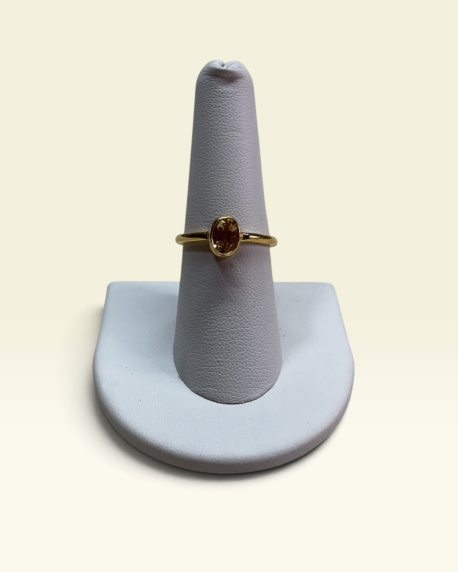 18K Gold Over Sterling Silver Natural Citrine Gemstone Ring