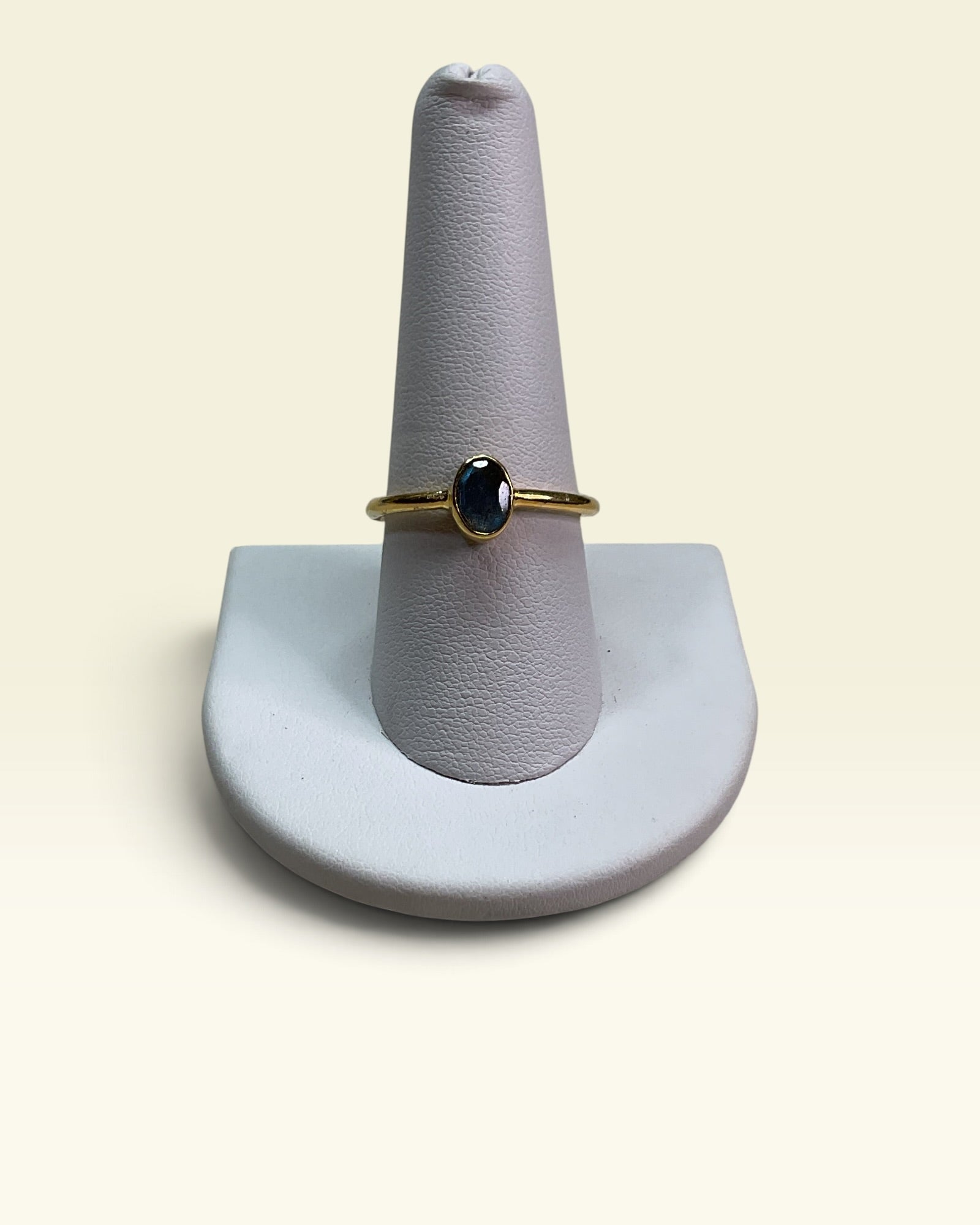 18k Gold Over Sterling Silver Natural Labradorite Gemstone Ring