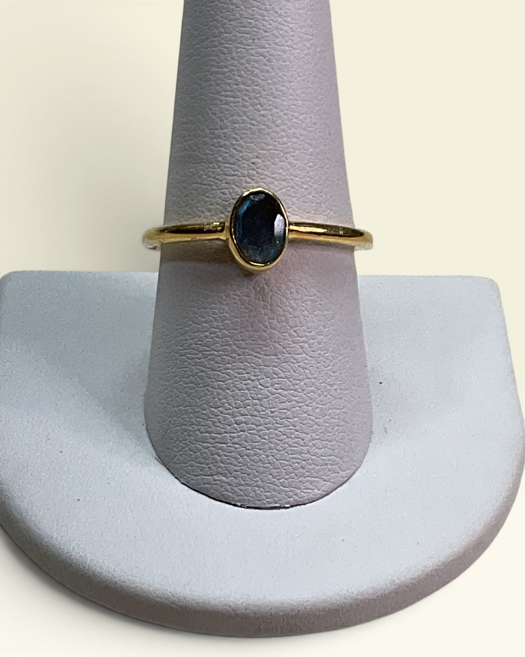 18k Gold Over Sterling Silver Natural Labradorite Gemstone Ring