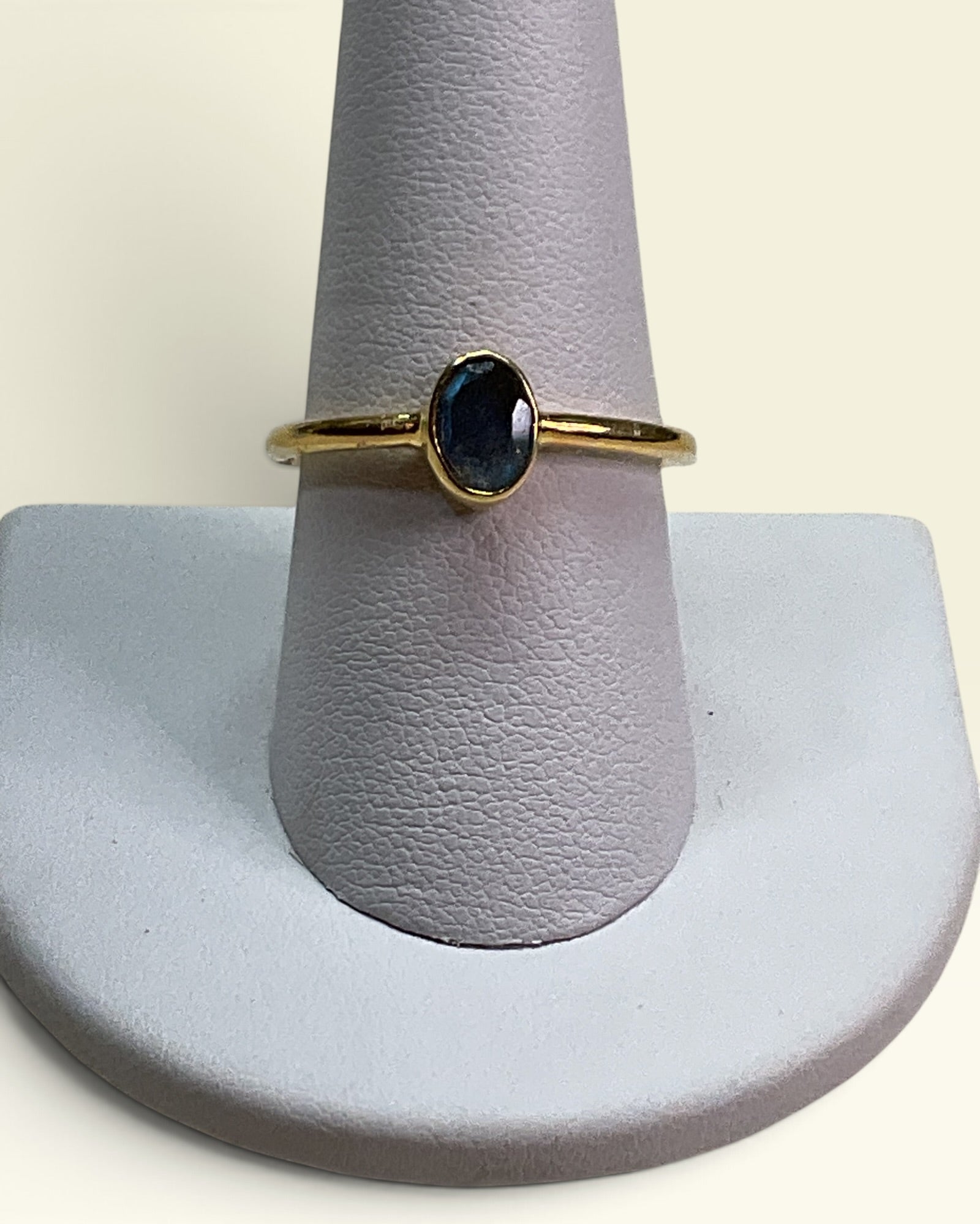 18k Gold Over Sterling Silver Natural Labradorite Gemstone Ring