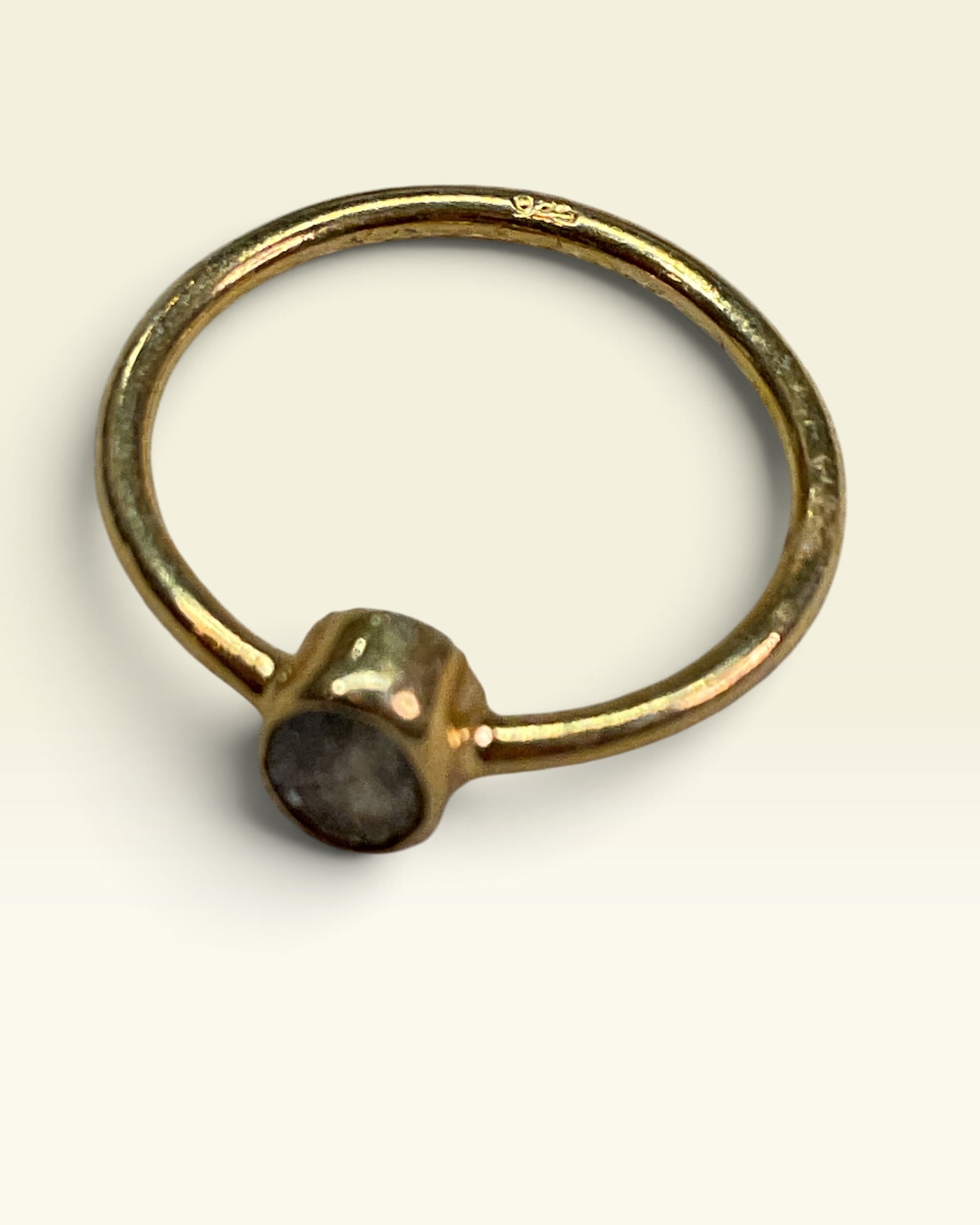 18k Gold Over Sterling Silver Natural Labradorite Gemstone Ring