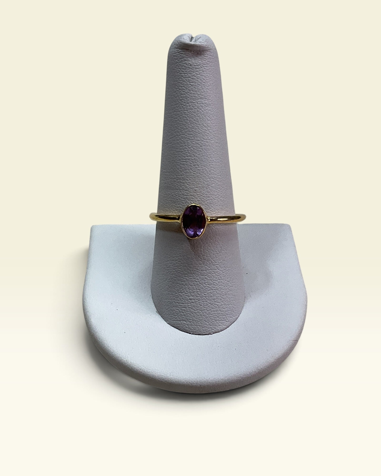 18k Gold Over Sterling Silver Natural Amethyst Gemstone Ring