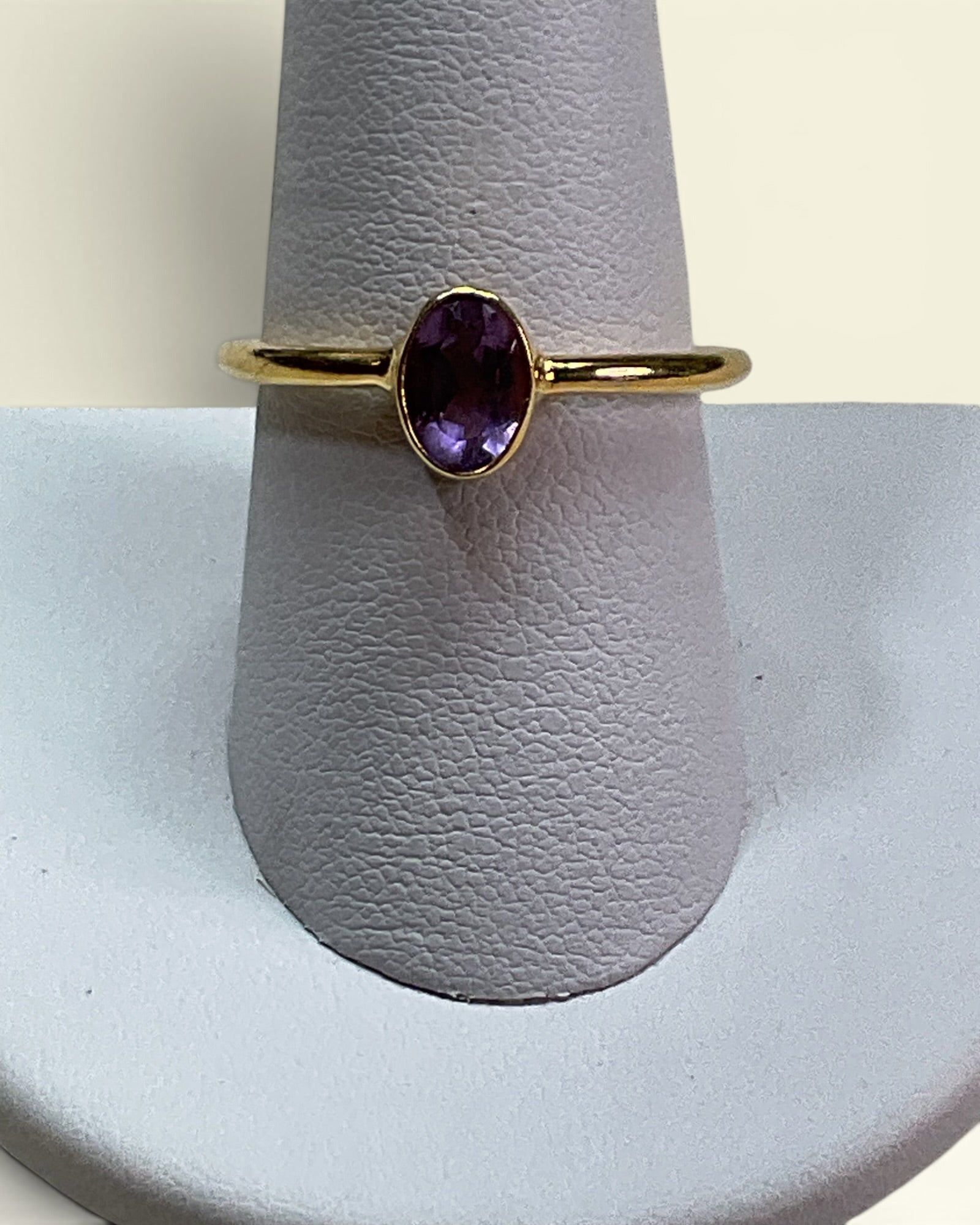 18k Gold Over Sterling Silver Natural Amethyst Gemstone Ring
