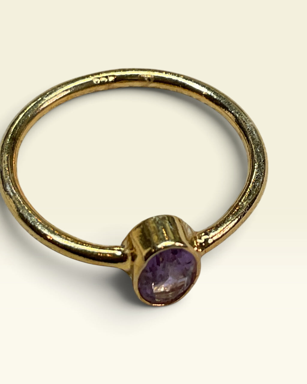 18k Gold Over Sterling Silver Natural Amethyst Gemstone Ring