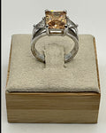 Sterling Silver 925 Yellow Topaz & Cubic Zirconia Ring - Estate Sale (Great Condition)