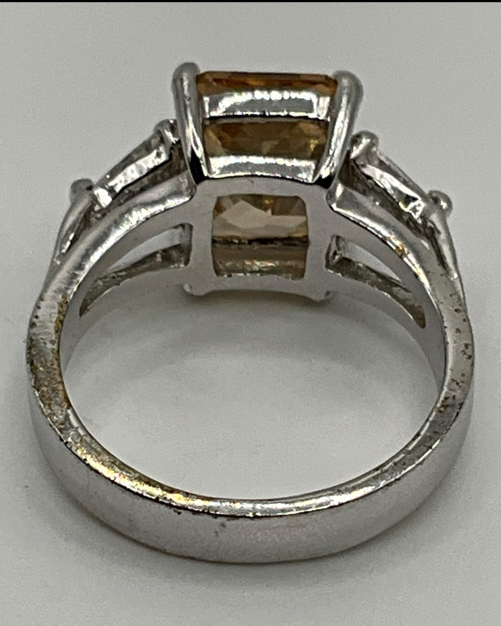 Sterling Silver 925 Yellow Topaz & Cubic Zirconia Ring - Estate Sale (Great Condition)