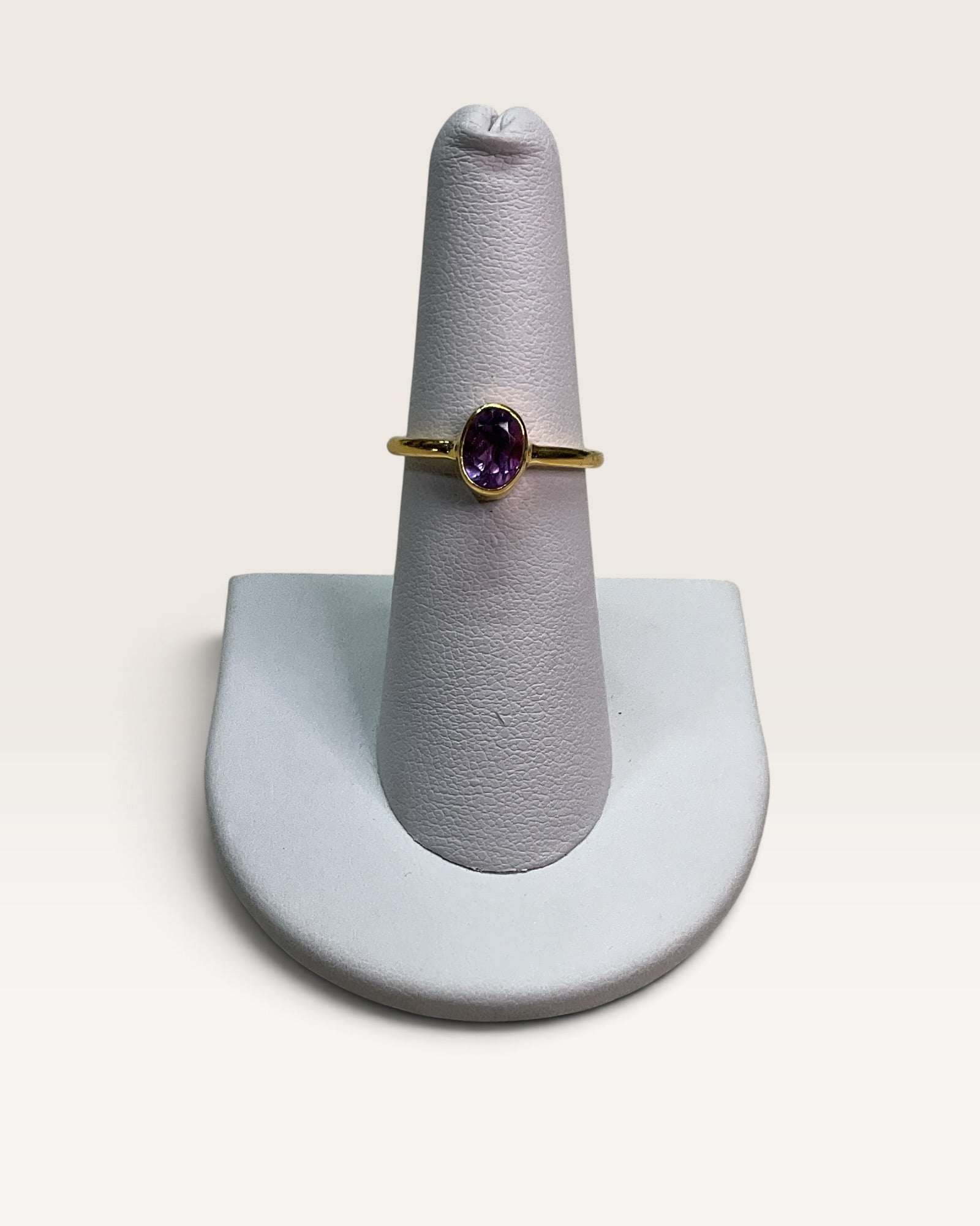 18K Gold Over Sterling Silver Natural Amethyst Gemstone Ring