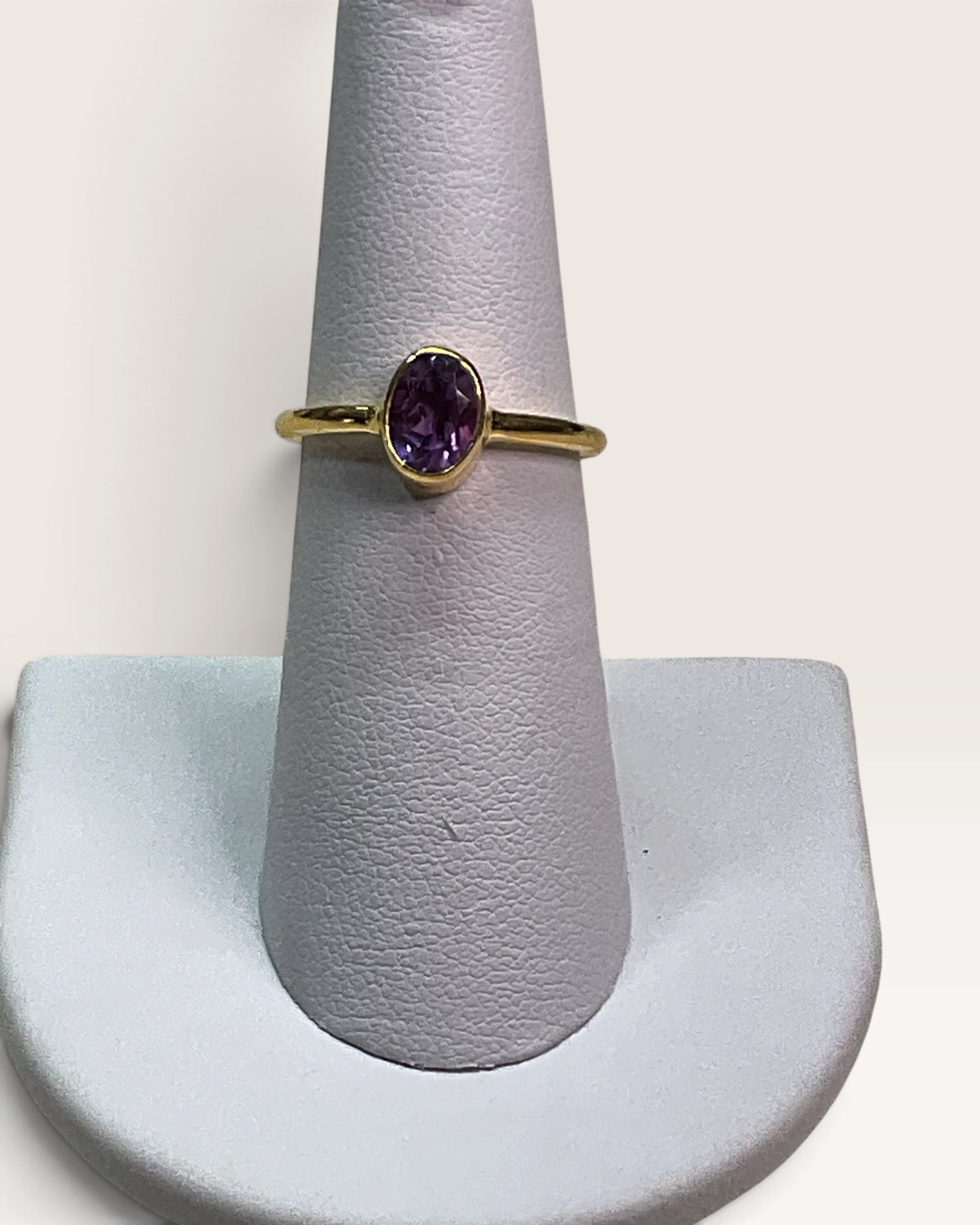 18K Gold Over Sterling Silver Natural Amethyst Gemstone Ring