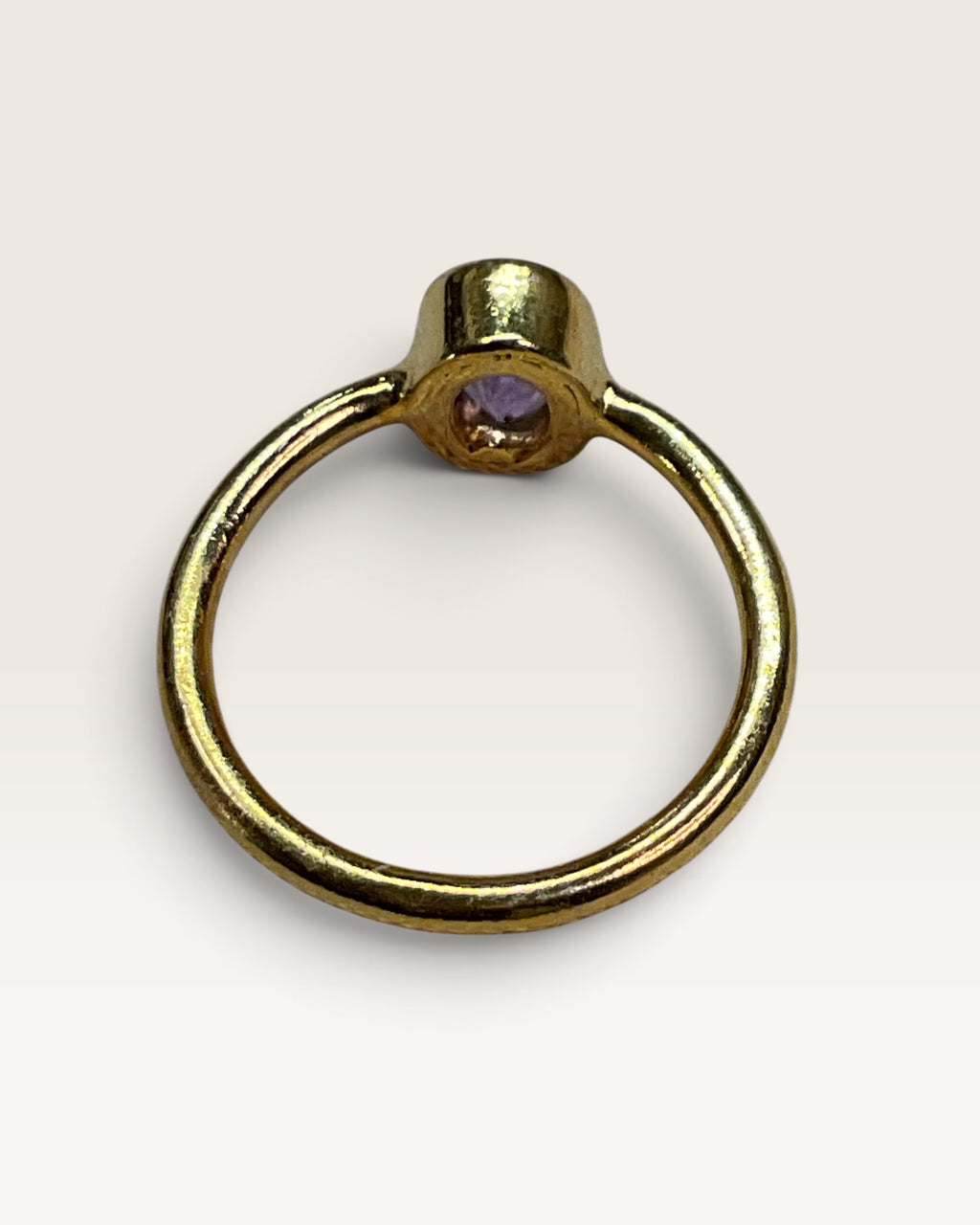 18K Gold Over Sterling Silver Natural Amethyst Gemstone Ring