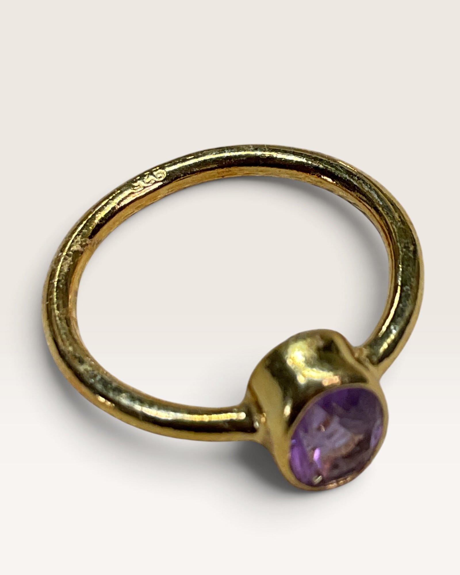 18K Gold Over Sterling Silver Natural Amethyst Gemstone Ring