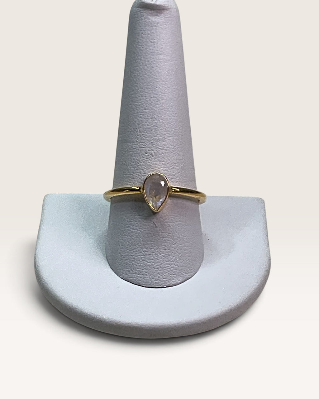 18K Gold Over Sterling Silver Natural Rainbow Moonstone Gemstone Ring