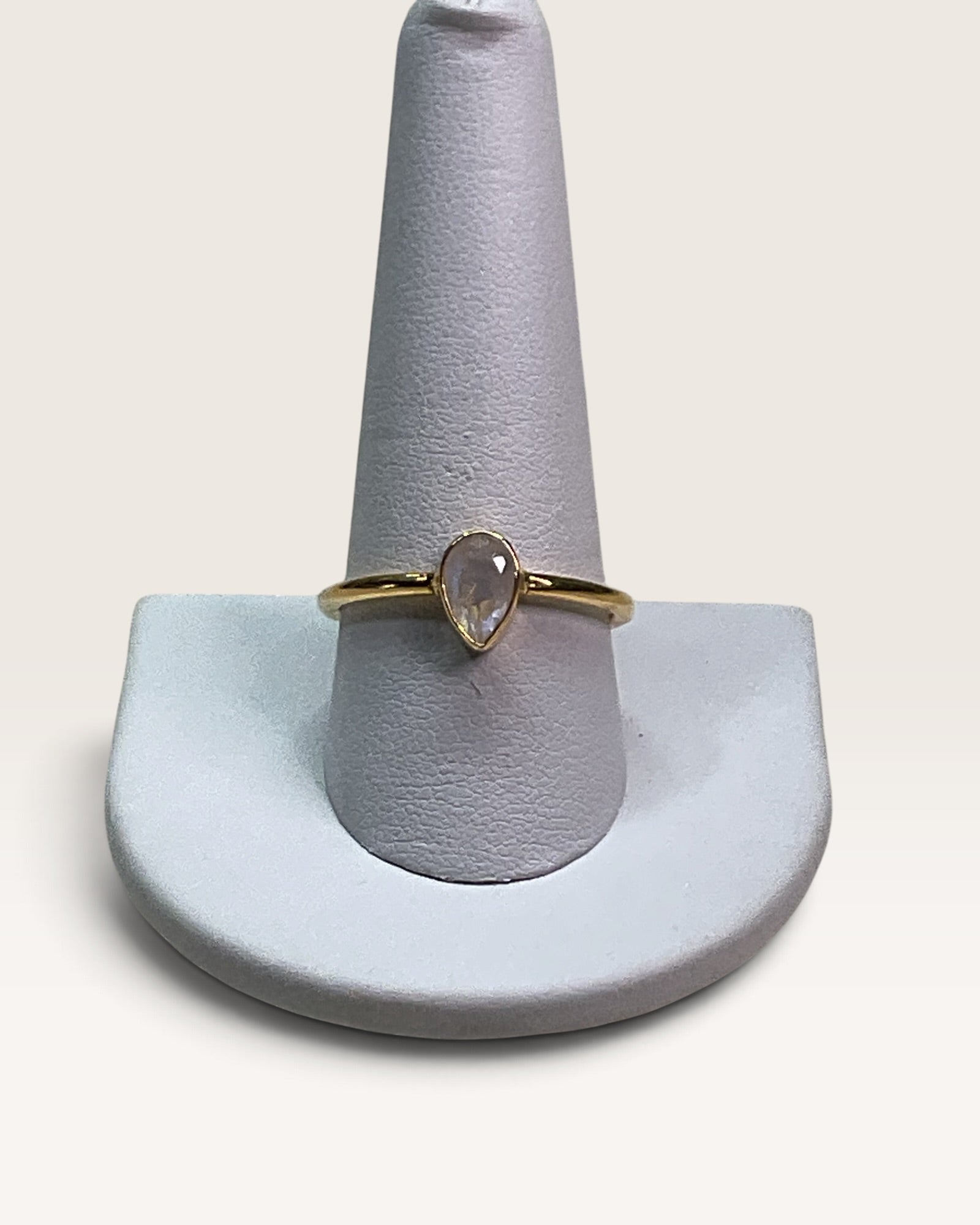 18K Gold Over Sterling Silver Natural Rainbow Moonstone Gemstone Ring