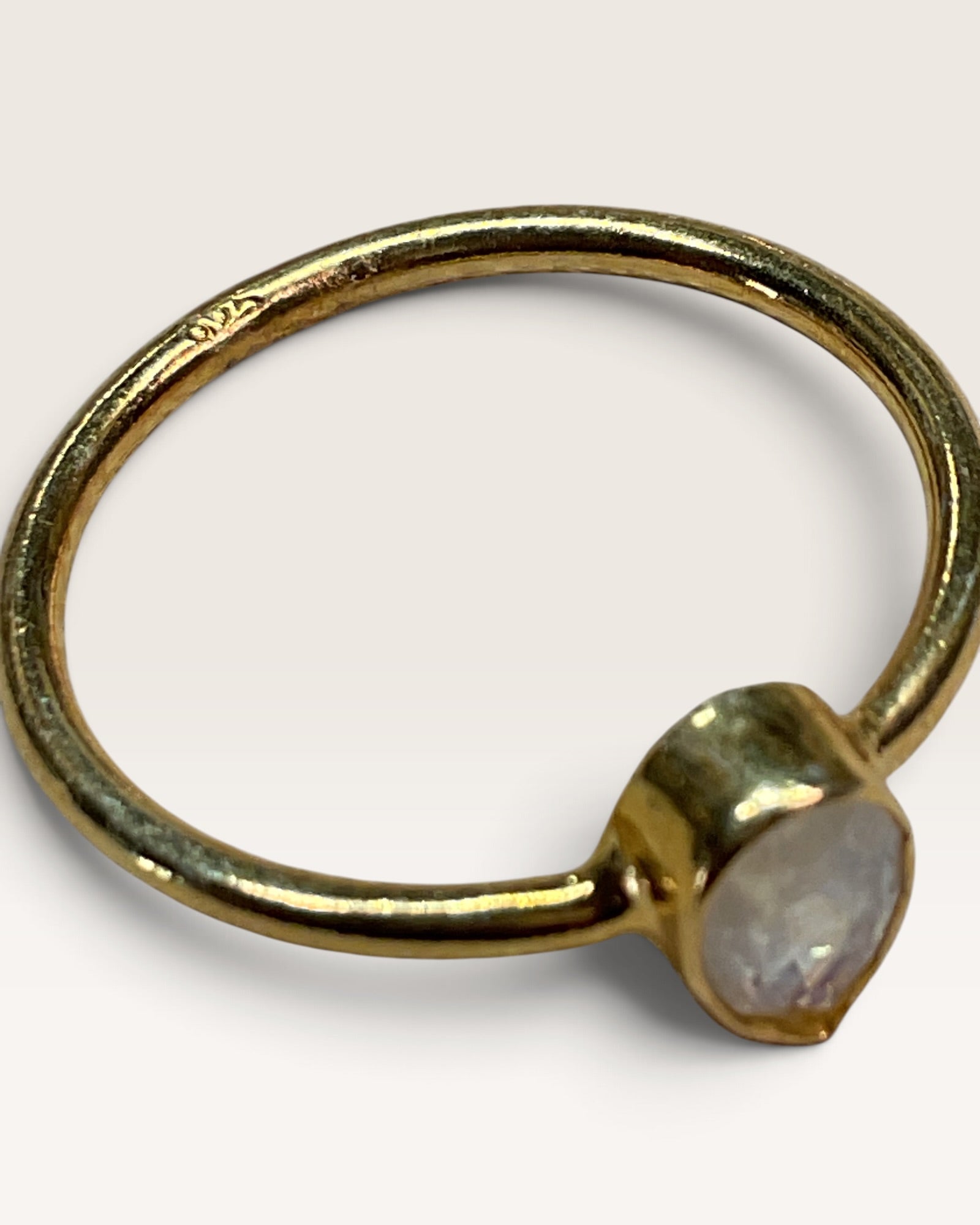 18K Gold Over Sterling Silver Natural Rainbow Moonstone Gemstone Ring