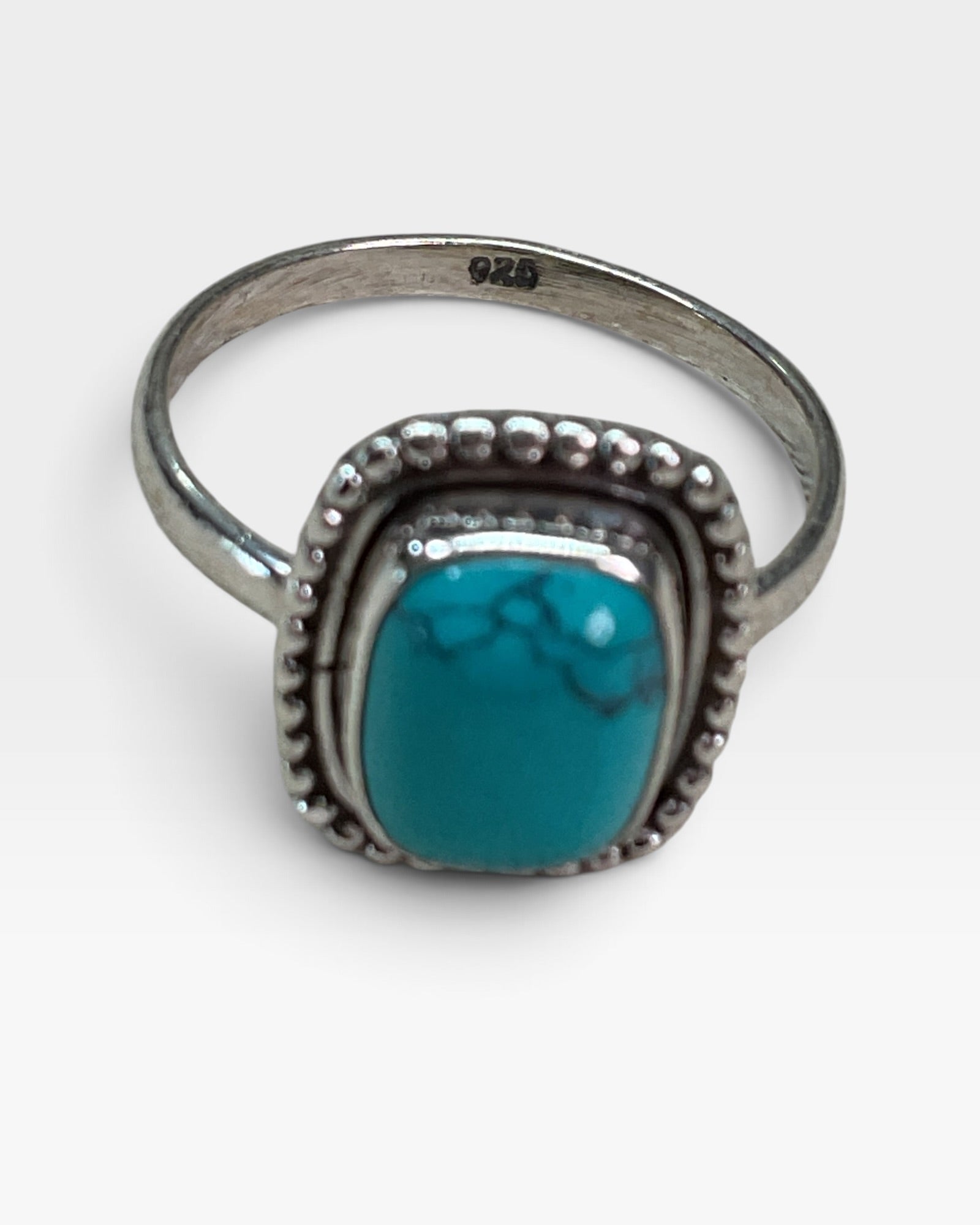 Sterling Silver Natural Reconstituted Turquoise Gemstone Ring
