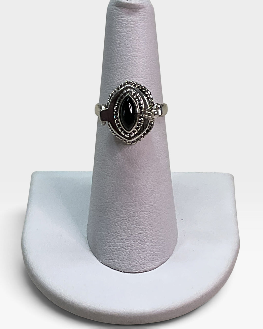 Sterling Silver Natural Black Onyx Gemstone Poison Ring